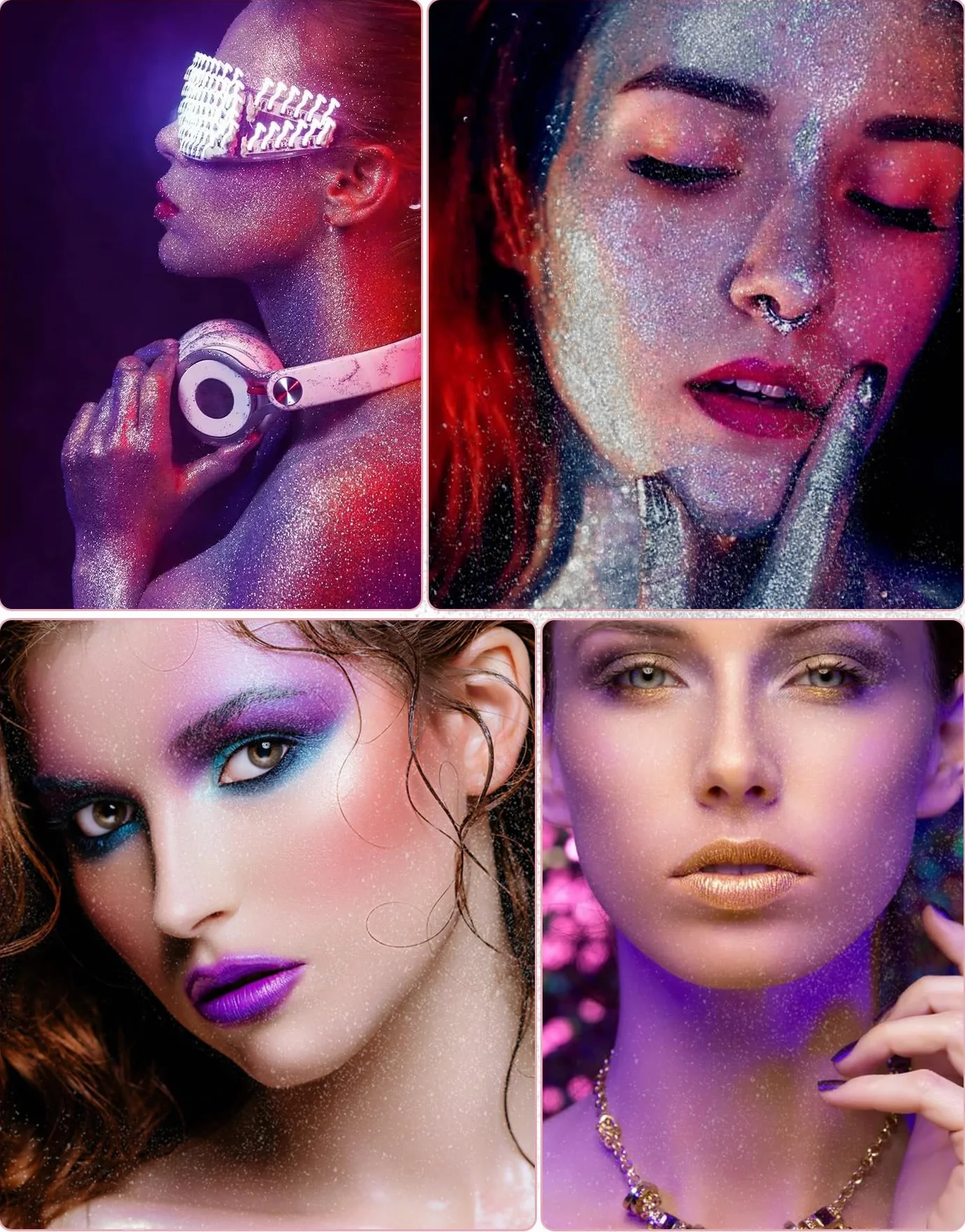 Glitter Spray, brokatowy spray do twarzy i ciała, błyszczący lakier do włosów, puder do makijażu, rozświetlacz, puder brokatowy w sprayu, na Boże Narodzenie, imprezę rave (perłowo-biały)