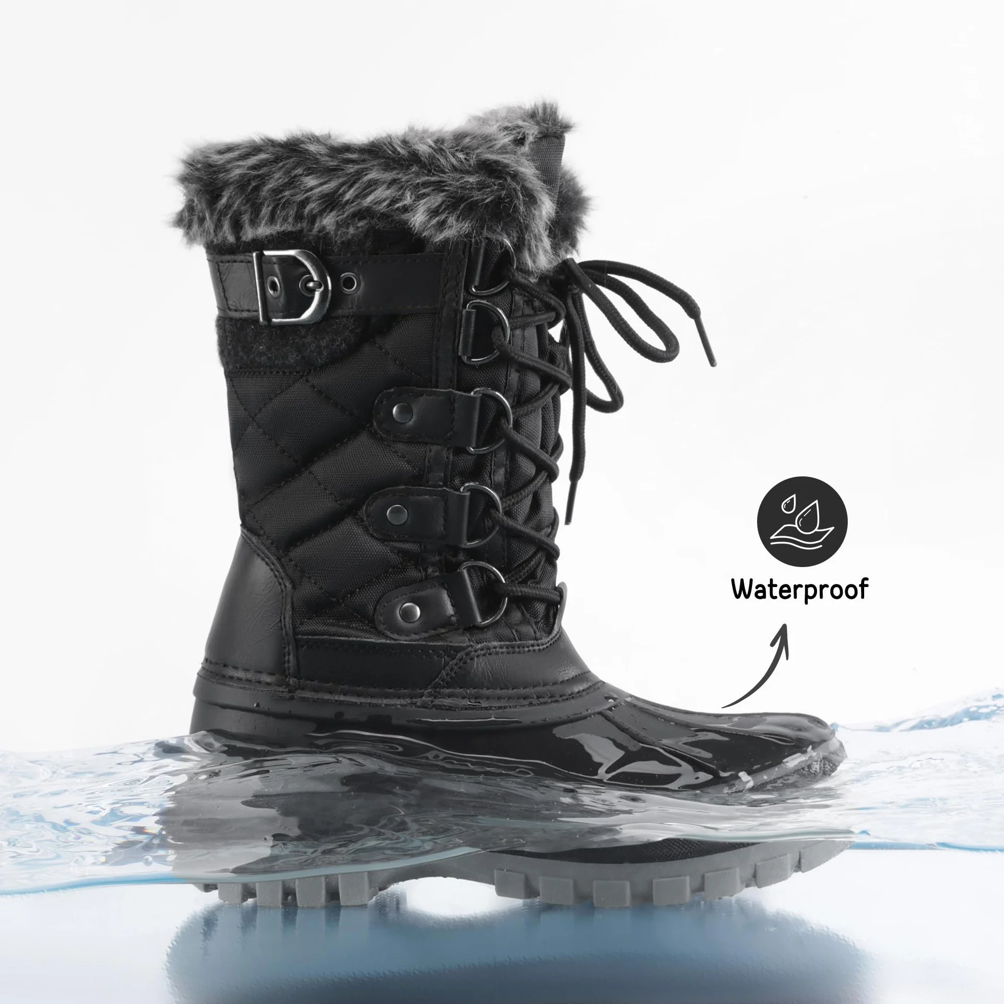 DREAM PAIRS Chłopięce dziewczęce śniegowce wodoodporne outdoorowe ciepłe przytulne antypoślizgowe podszewka ze sztucznego futra do połowy łydki izolowane buty zimowe dla małych i dużych dzieci