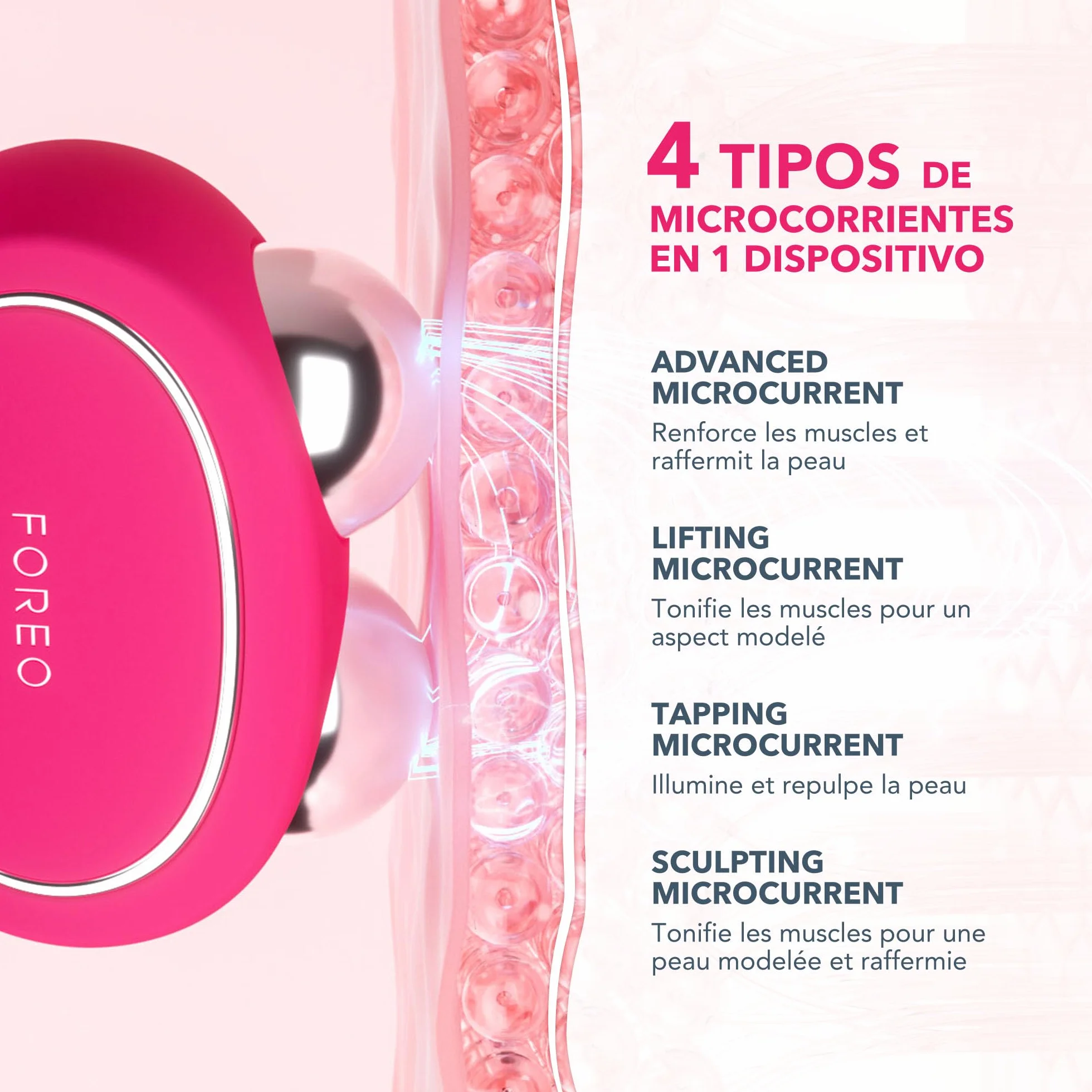 FOREO BEAR 2 Ujędrniający masażer twarzy z SÉRUM SUPERCHARGED 2.0 30 ml i HA+PGA SUPERCHARGED 50 ml - Mikroprądy do twarzy