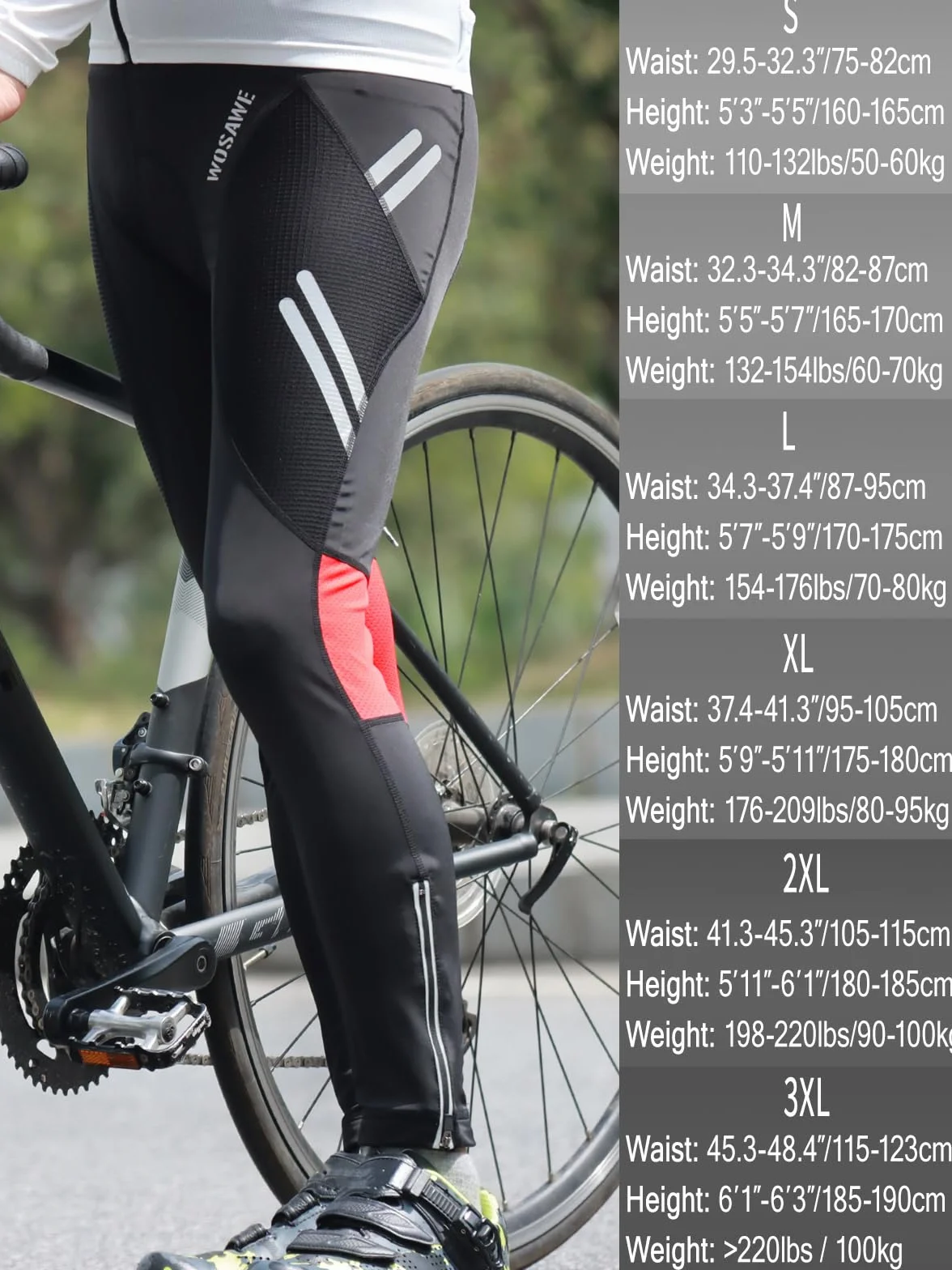 WOSAWE Męskie spodnie rowerowe oddychające 3D żelowe legginsy kompresyjne rower 3/4 długie spodnie capri