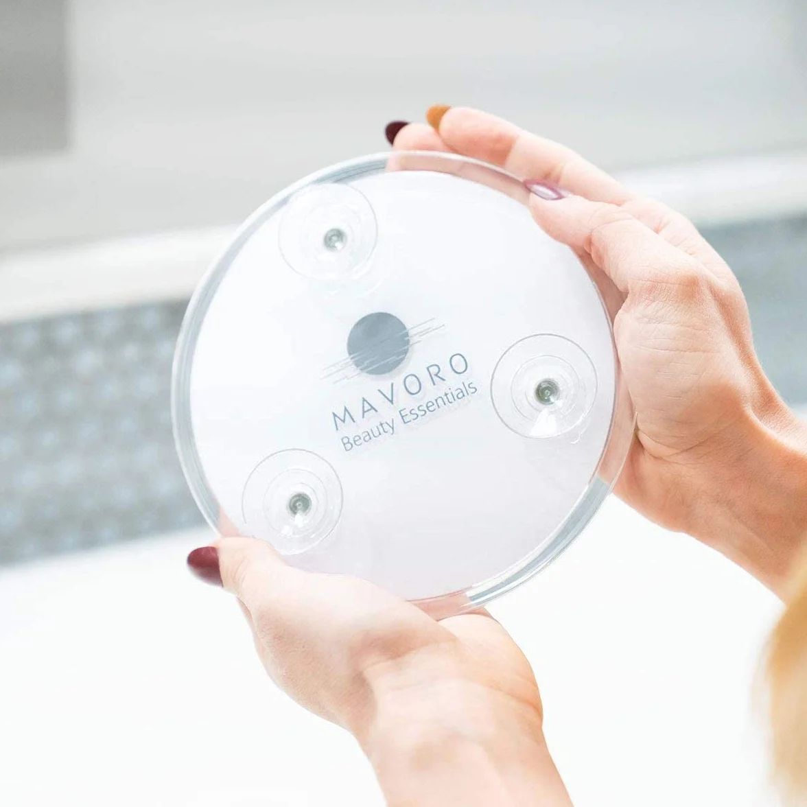 Mavoro 15 cm lusterko powiększające z 3 mocnymi przyssawkami | powiększenie 7X | przenośne lusterko do makijażu i kosmetyczne (7X)