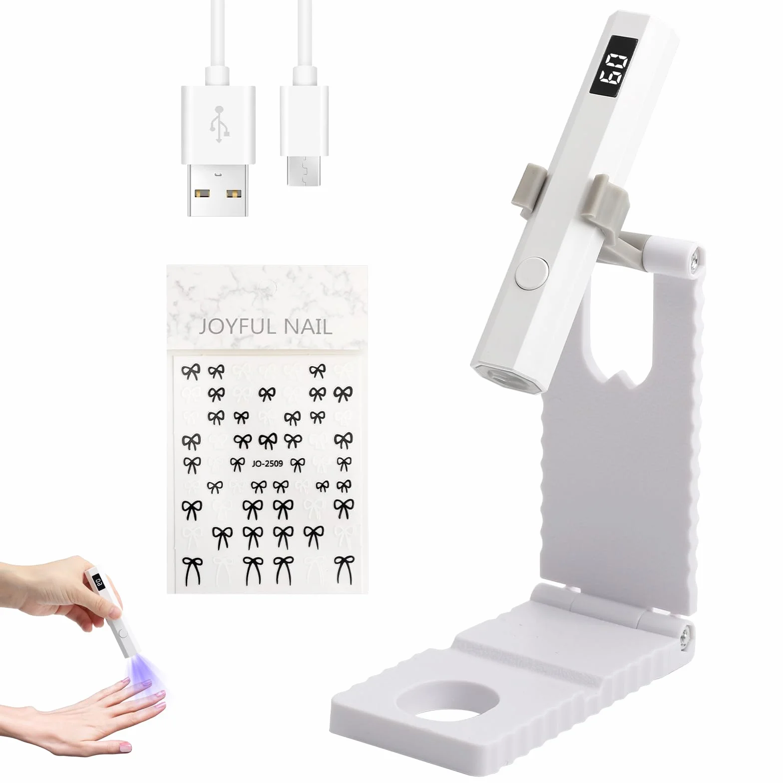 Mini UV LED Lampa do Paznokci Biały Przenośny z Uchwytem Suszarka do Paznokci