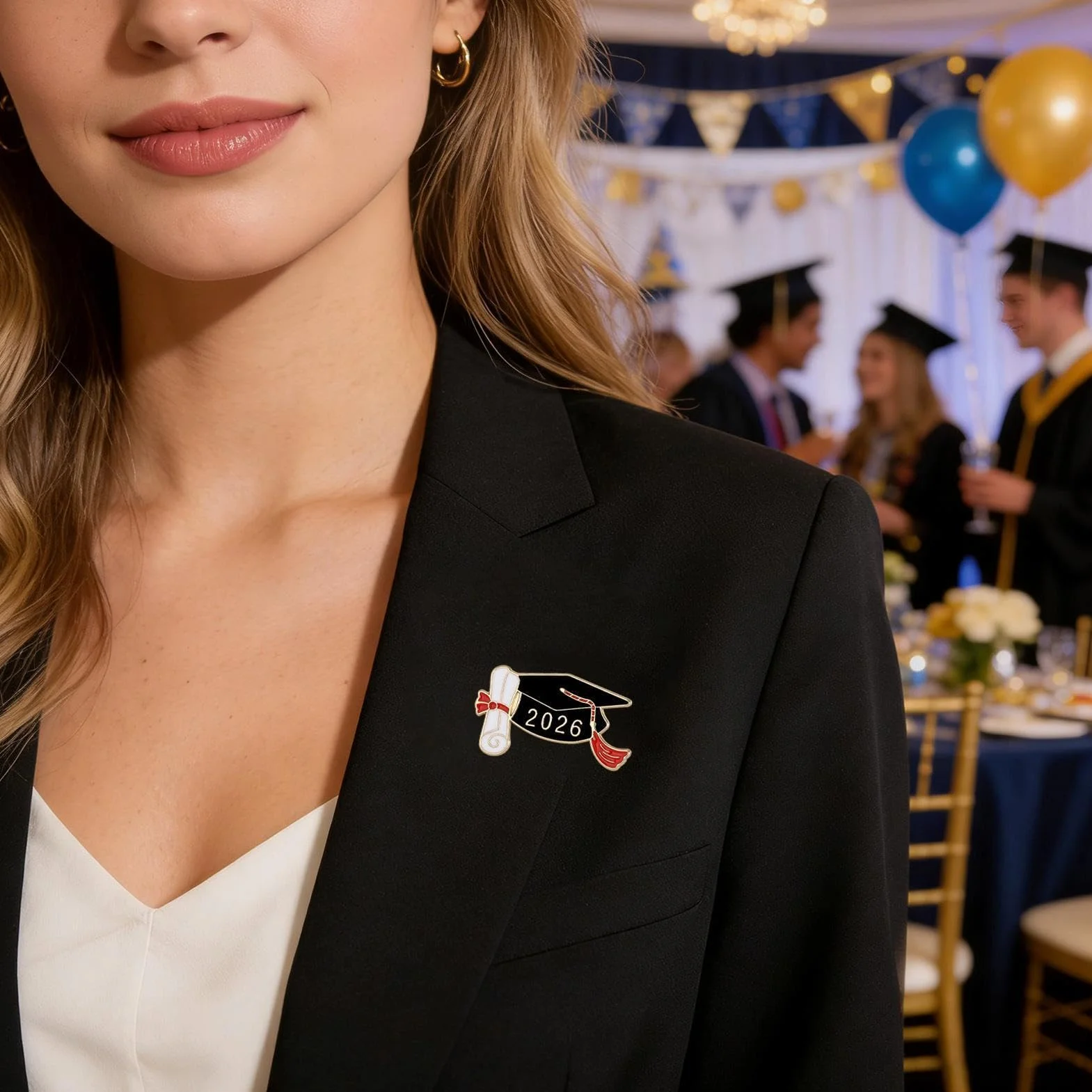Generic Graduation Brooch Pin, Grad Lapel Badge, 2026 Grad Pin, Gold Metal Brooch, Stylish Graduation Accessory for Teacher School Student High School College Collar Shawl Sweater Coat