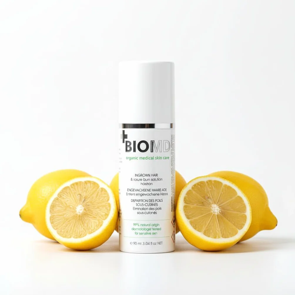 BioMD Przeciw wrastającym włoskom, z kwasami BHA i AHA, podrażnienia po goleniu, golenie, woskowanie, prevents ingrown hairs, Razor Burn, Shaving, Waxing, Vegan - 90ml