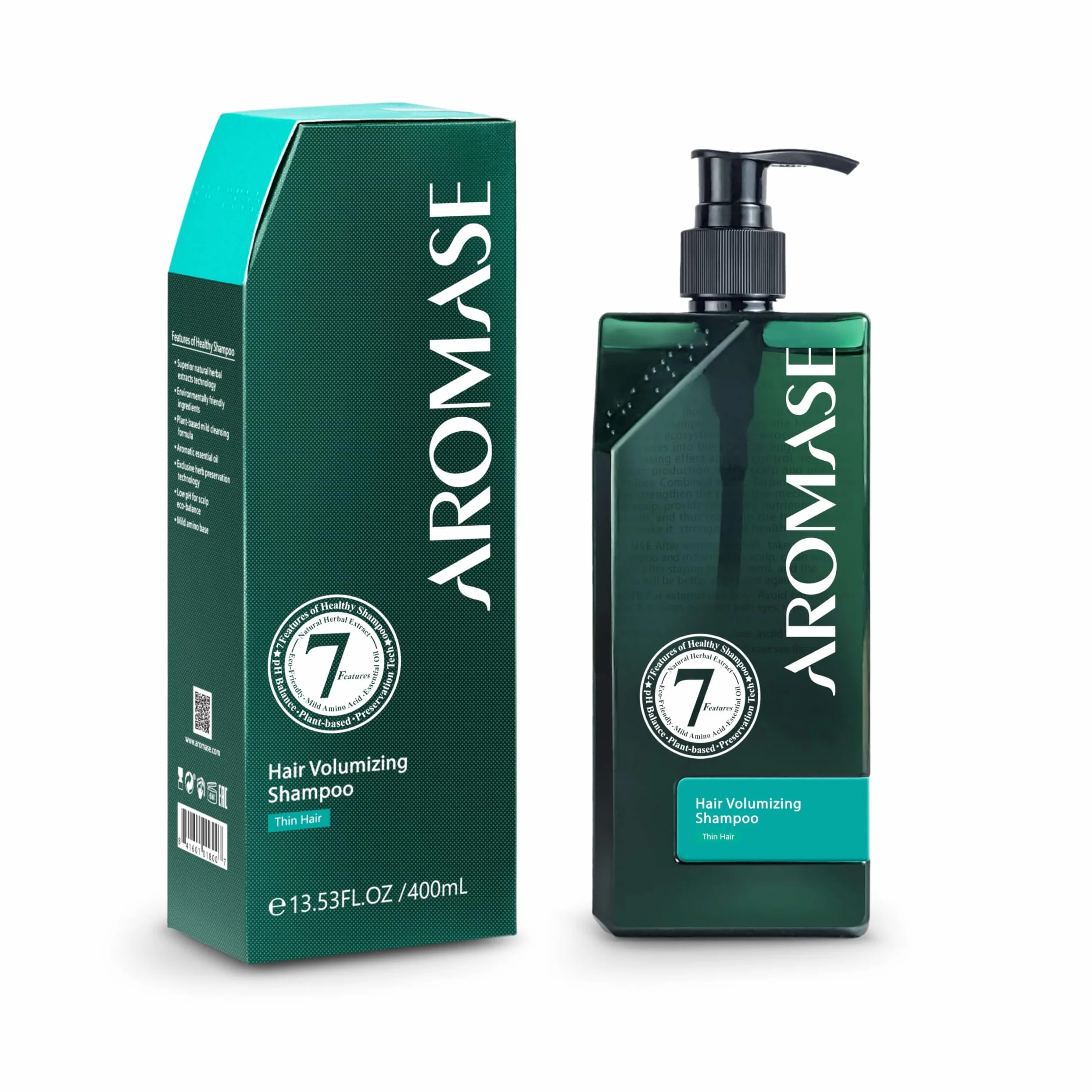 AROMASE Szampon przeciwzmarszczkowy przeciw wypadaniu włosów – skuteczny w przypadku tendencji do wypadania włosów, wzmacnia cebulki włosów i stymuluje porost włosów – 400 ml