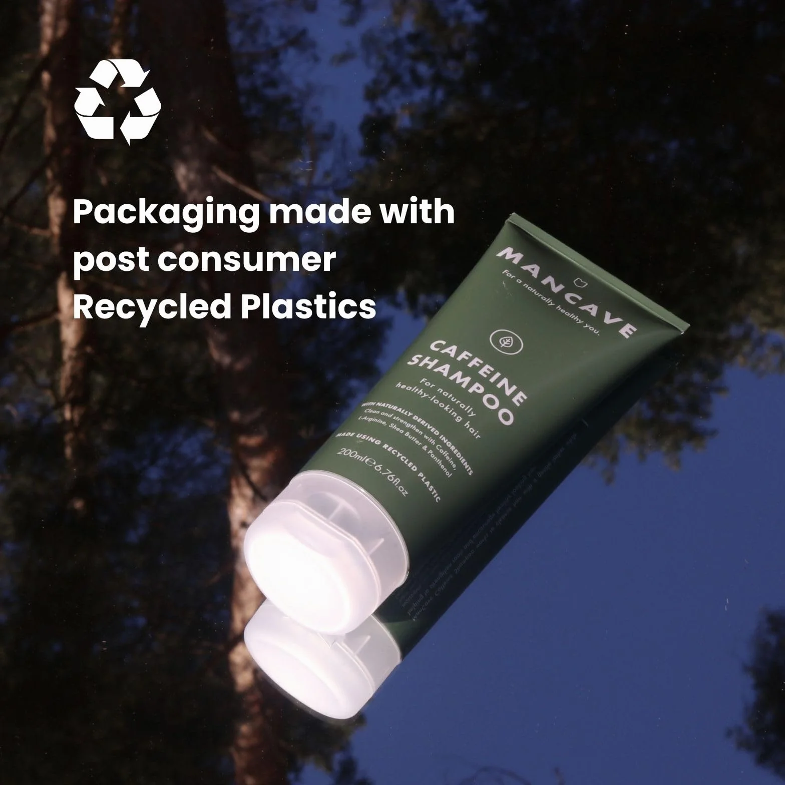 ManCave Kofeina 200ml Szampon dla Mężczyzn, Naturalne Składniki, Wegański, Przyjazny Środowisku i Cruelty-Free, Wspierający Wzrost Włosów z Kofeiną, Pantenolem i Witaminą E