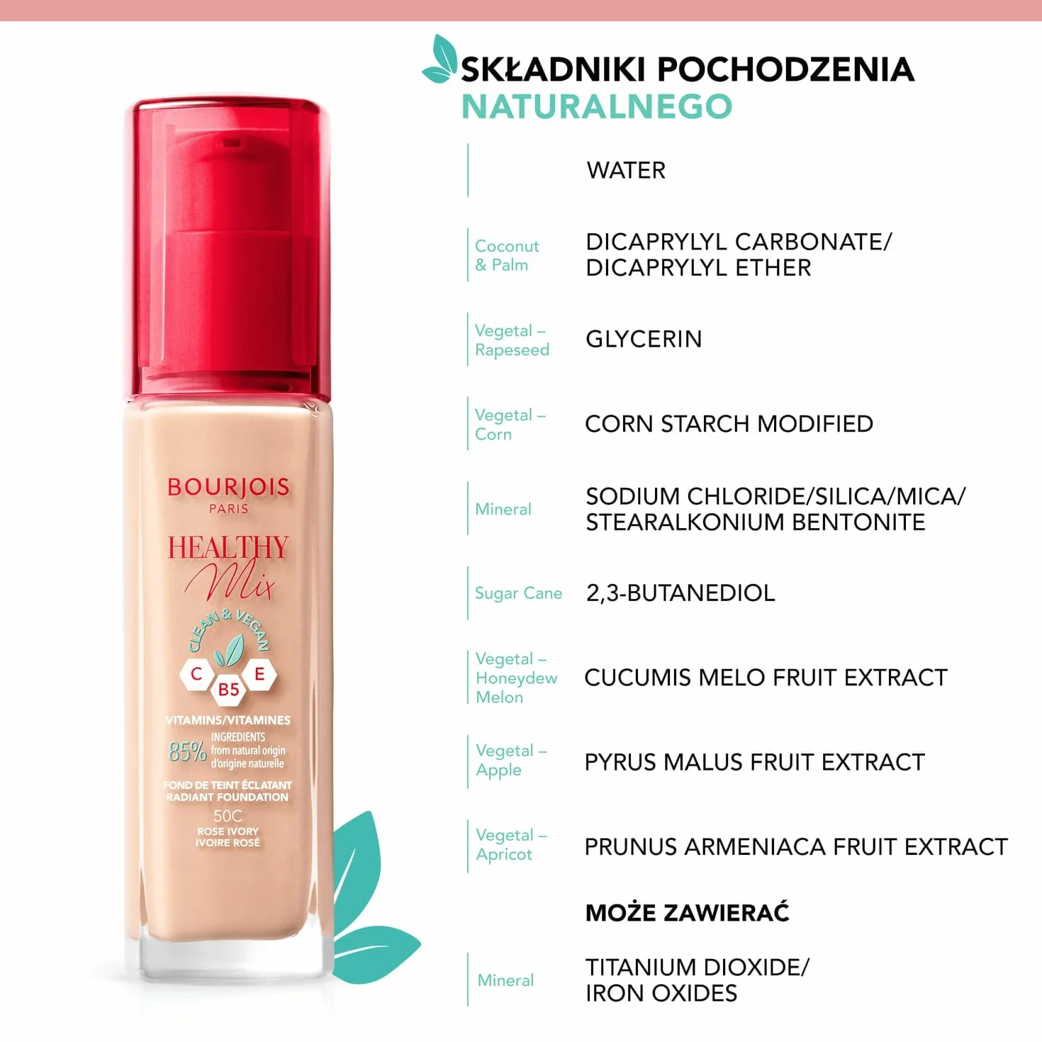 Bourjois Healthy Mix Podkład do Twarzy, 51 Light Vanilla, 30 ml