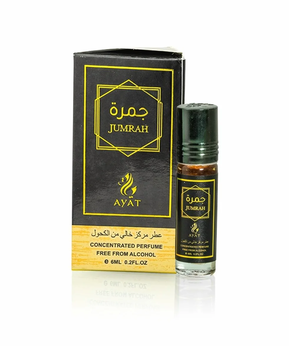 AYAT PERFUMES Attar Jumrah olejek perfumowany piżmo - bezalkoholowy koncentrat dla kobiet i mężczyzn - 6 x 6 ml - długotrwały zapach orientalny Dubaju (zestaw 6 sztuk)