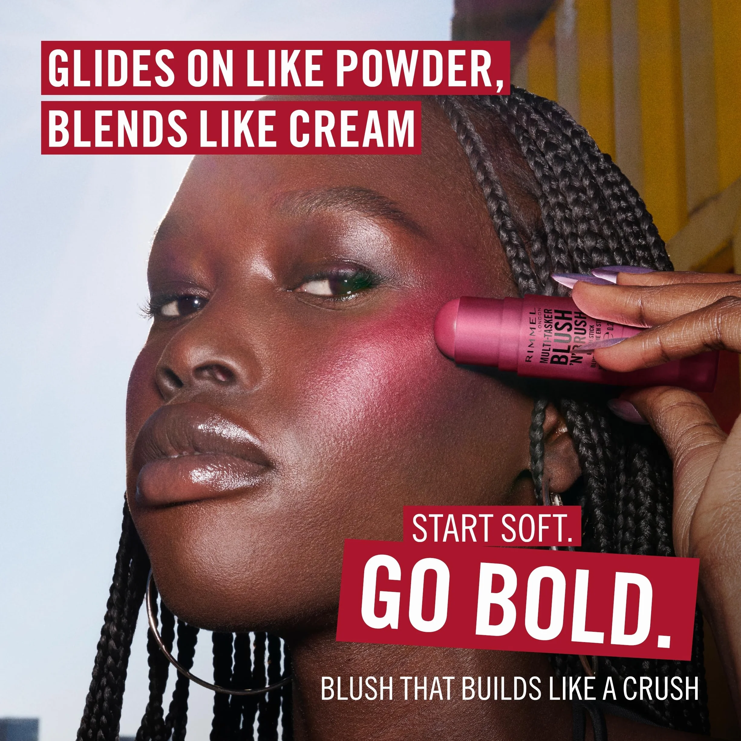 Rimmel Multi Tasker Blush'n'Brush róż w sztyfcie z wbudowanym pędzelkiem nr 100 Cotton Candy, 8g
