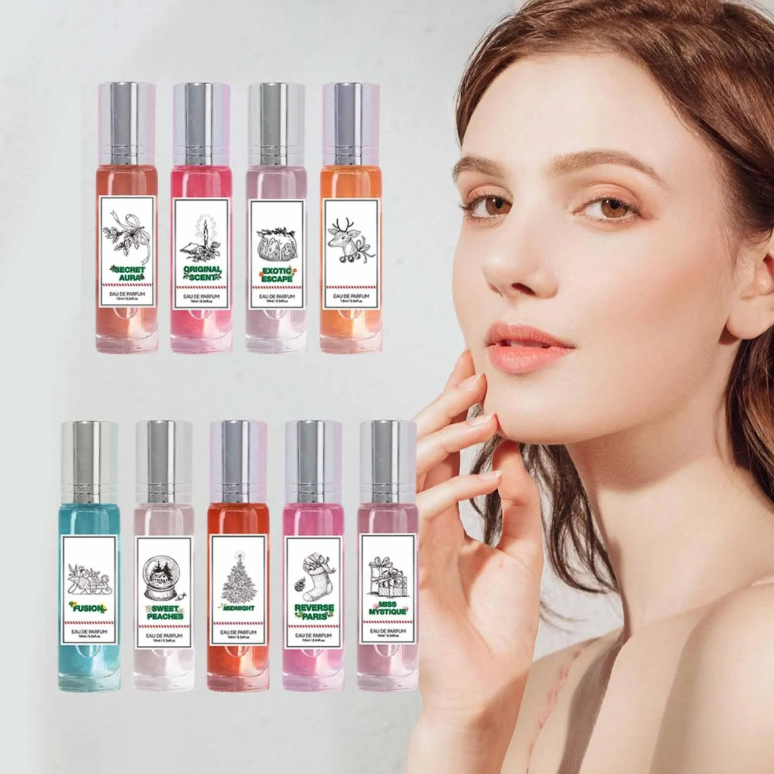 Kalendarz bożonarodzeniowy, zestaw perfum, kalendarz adwentowy, 9 dni, perfumy, zestaw zapachów dla kobiet, odliczanie dla kobiet, miękki i lekki zapach, 10 ml, dla dziewcząt i kobiet