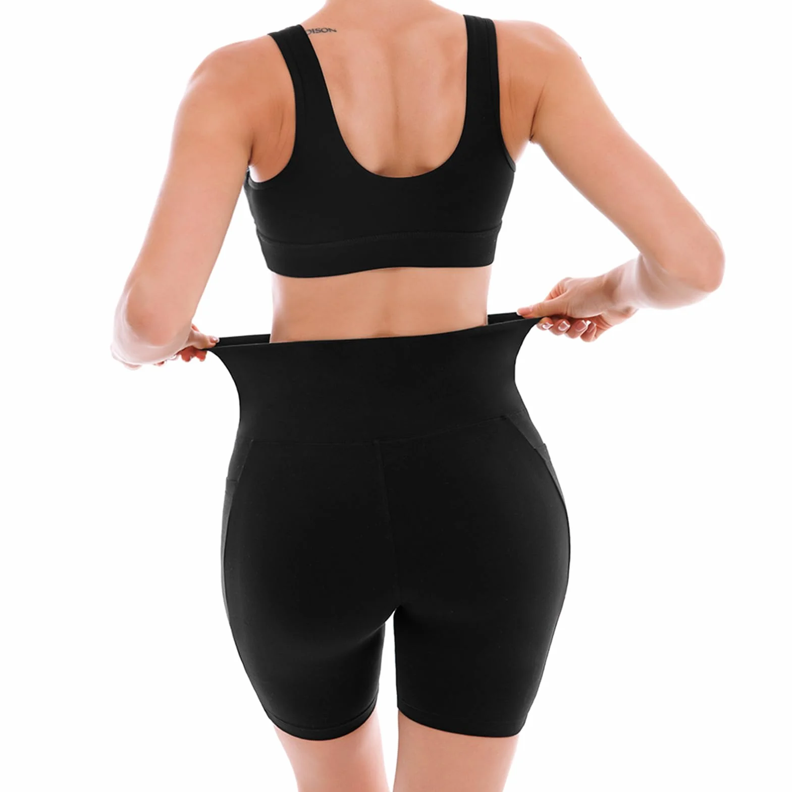 SINOPHANT 2-pak damskich spodni rowerowych z kieszeniami, krótkie spodenki z wysokim stanem, legginsy na lato, do uprawiania sportu, fitnessu, jogi