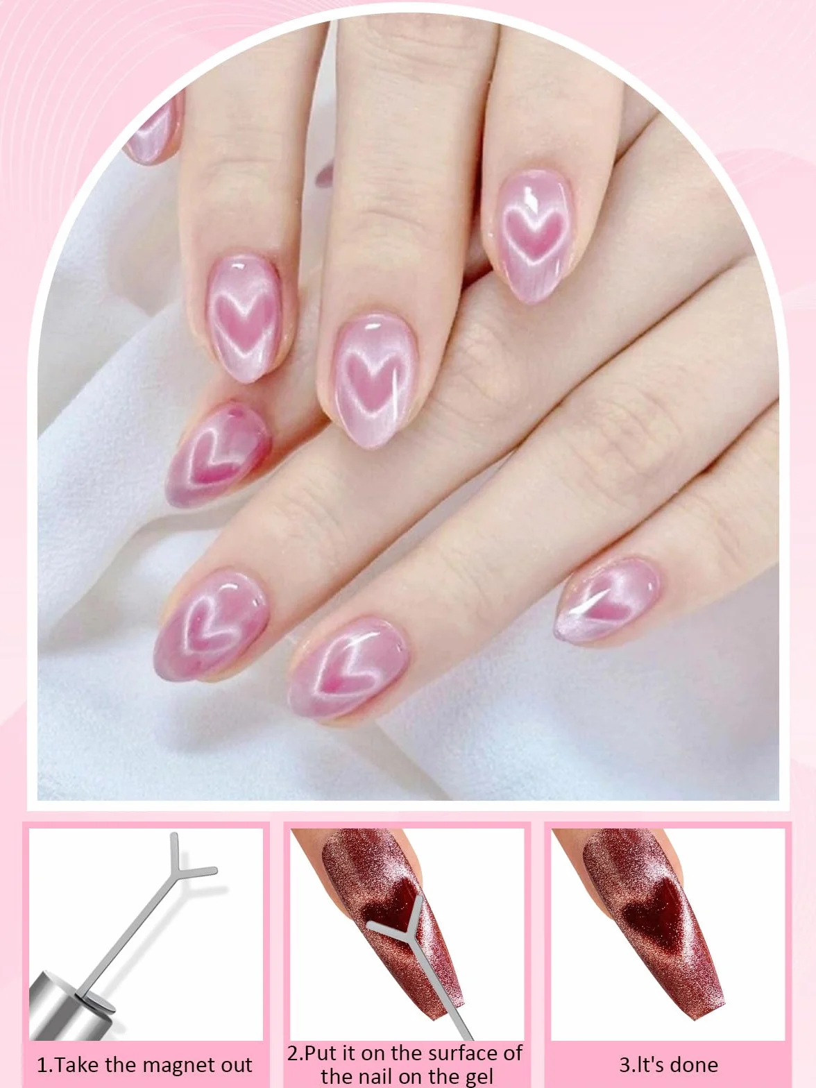 EBANKU 54PCS Cat Eye Nail Magnet Stick Set, 3 w 1 Magnetyczny Lakier do Paznokci, Długopis do Zdobienia Paznokci, żelowy Lakier do Paznokci Cat Eye Magnetic Nail Art Tools for Nail Salon