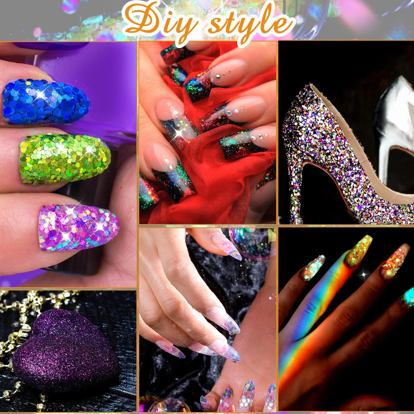 simarro Fluorescencyjne cekiny brokatowe, 12 kolorów, hex Face Body Glitter zestaw do paznokci, włosów, ciała, brokatu, na Halloween, do makijażu, oczu, ust, ciała, rękodzieła, 554117_1_MXD1TRBYQ