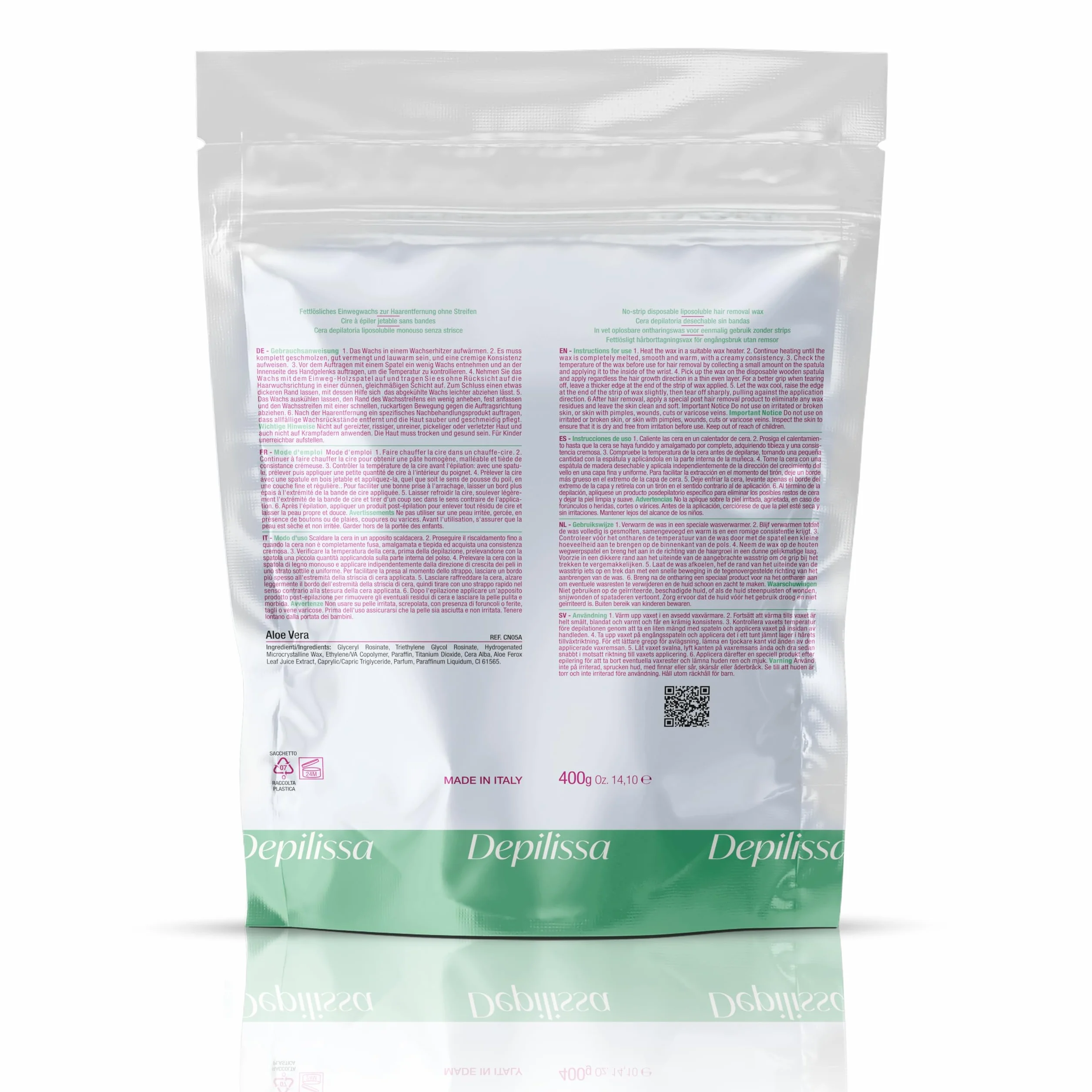 Aloe Vera TIO2 Perły woskowe do usuwania włosów 400 g bez pasków