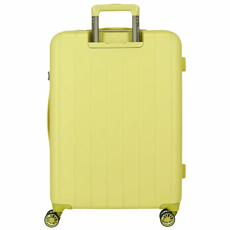 Movom Wood Walizka kabinowa, średnie, duże i zestawy, sztywne ABS zamknięcie TSA, 4 podwójne koła wysuwany bagaż podręczny Joumma Bags, Żółty, 40 x 55 x 20 cm y 45 x 65 x 28 cm, zestaw 2 walizek