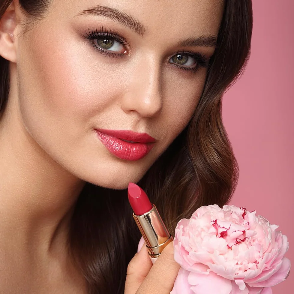 Eveline Cosmetics Nawilżająca pomadka nr 01 - seria Flower Garden | wegańska, pielęgnująca z kwasem hialuronowym i ekstraktem z piwonii