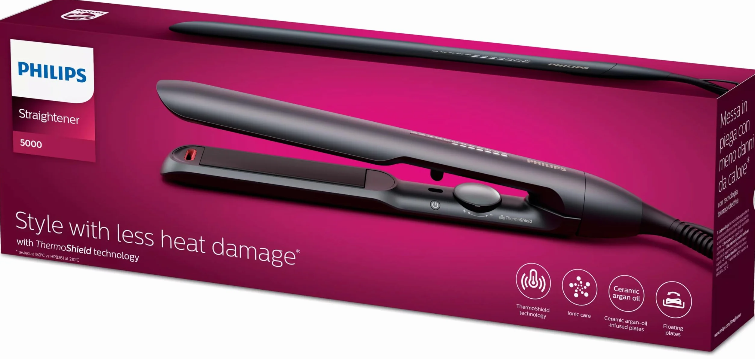 Philips Prostownica do włosów Seria 5000 ThermoShield Czarna BHS510/00