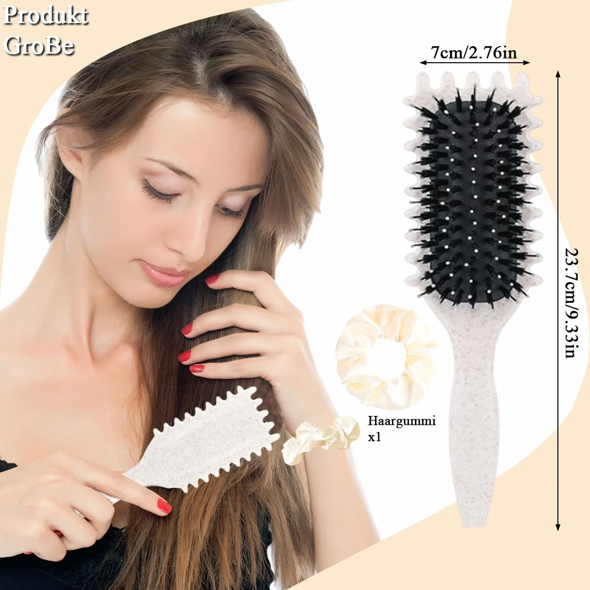 Curly Hair Brush Apriele, szczotka do loków z 1 Scrunchies, szczotka do czesania i formowania, 1 sztuka dekoracji domu