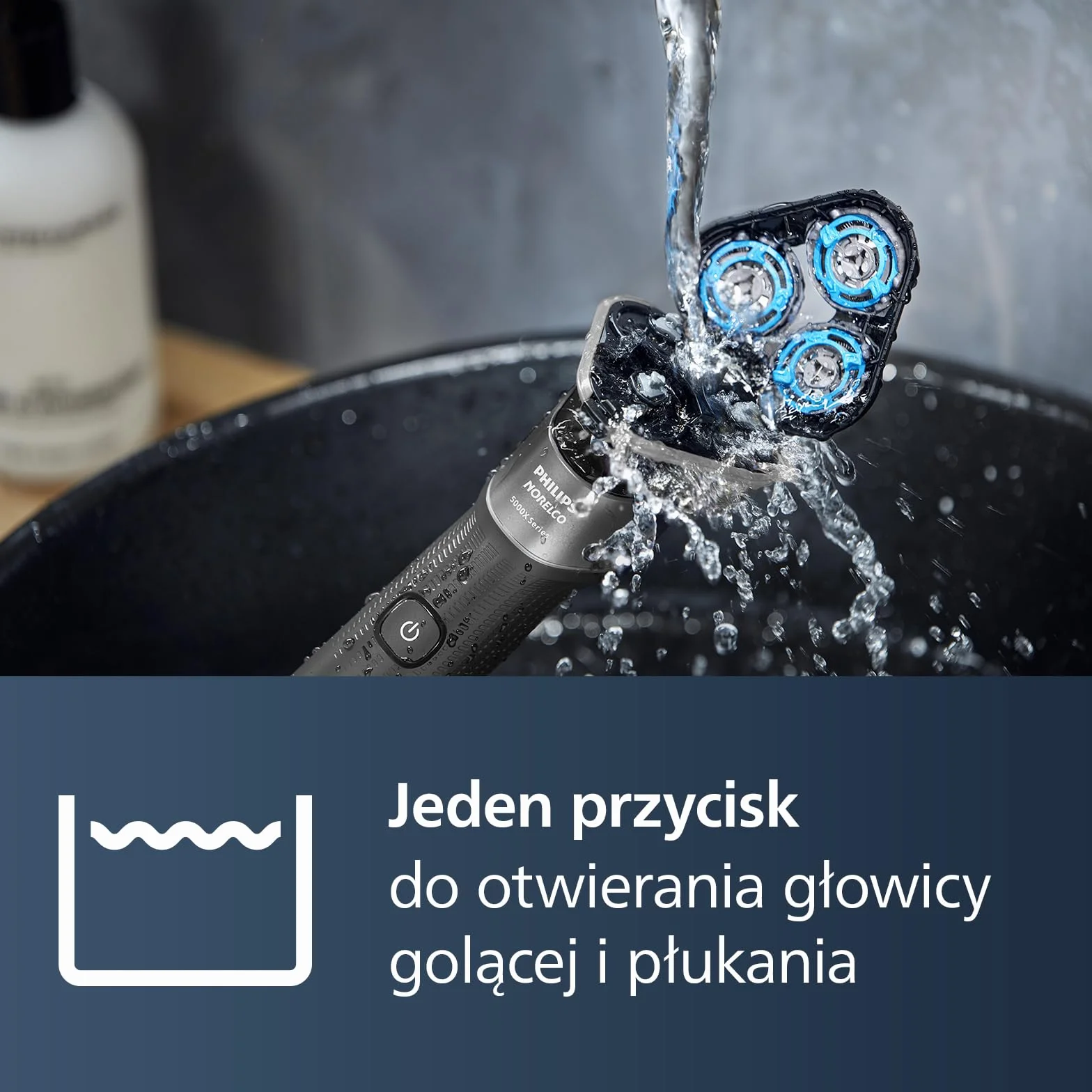 Philips Golarka Elektryczna z Serii 5000X, Golenie na Mokro i Sucho, Technologia Skin Protect, Elastyczna Głowica 360, 1 godz. Ładowania/5 min., Quick Charge, P-Cap, Srebrny, Model X5004/00
