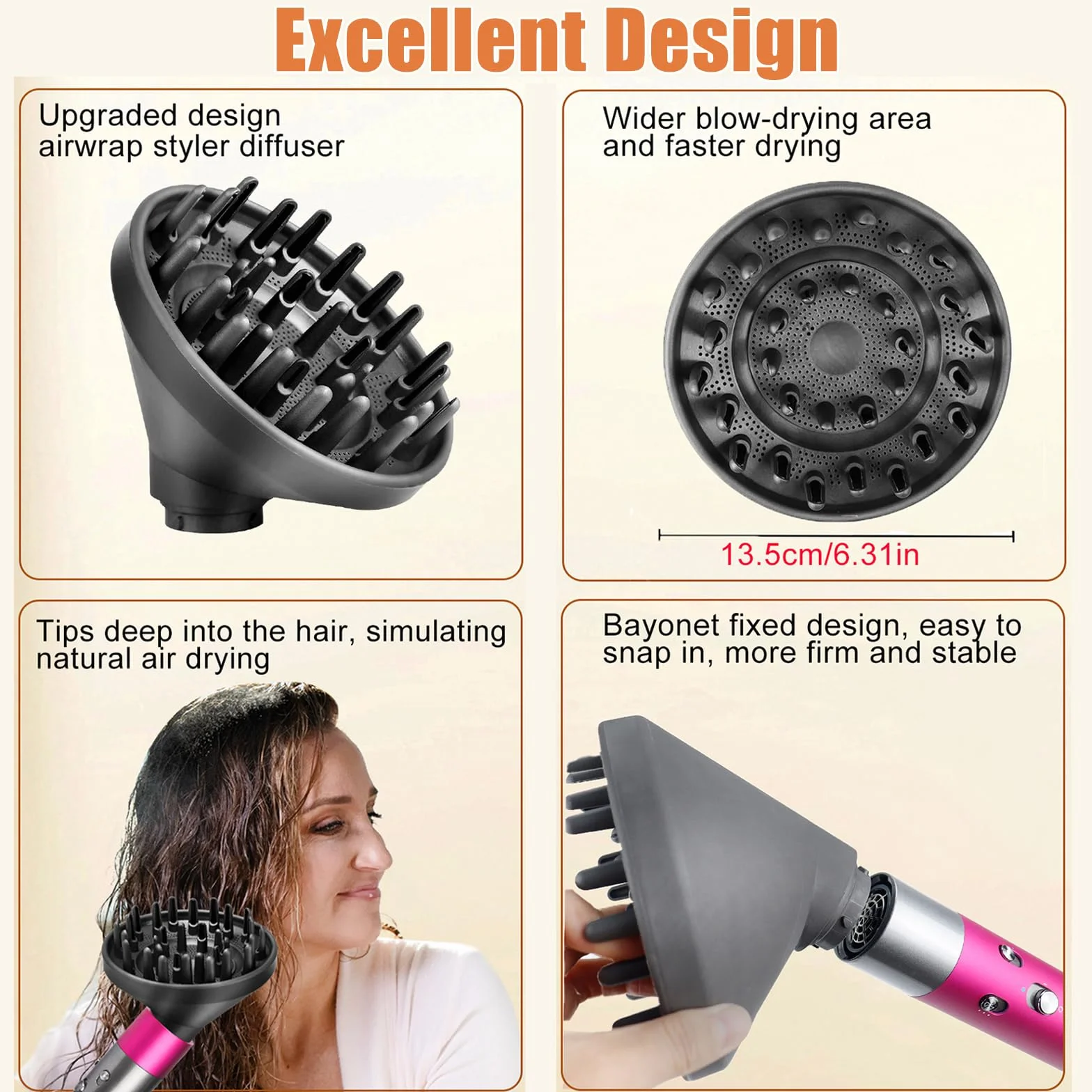 Chuancheng Dysza dyfuzora do Dyson do Airwrap HS05 HS03 HS01, dysza dyfuzora suszarki do włosów konwersja do stylizacji Airwrap na suszarkę do włosów