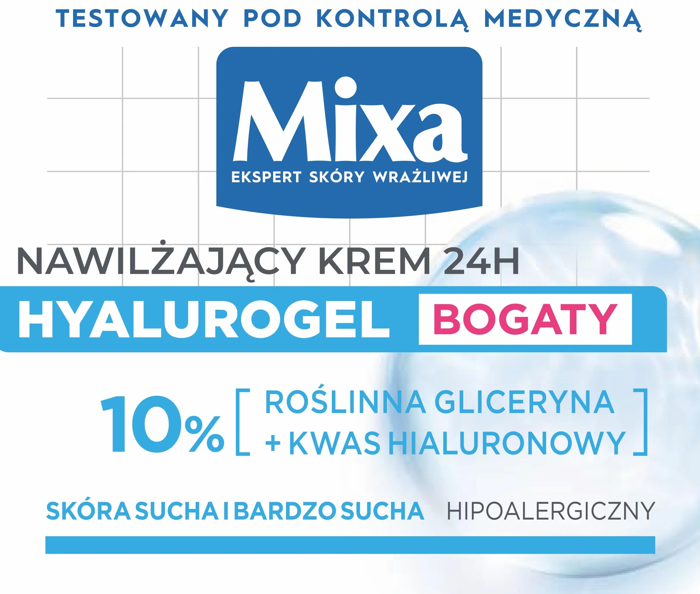 Mixa Hyalurogel Krem Nawilżający, 50 ml