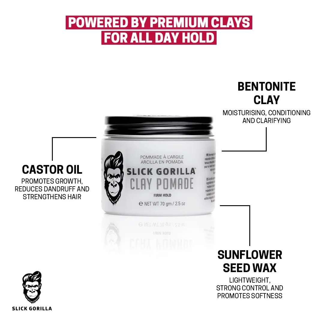 Slick Gorilla Clay pomada 75 ml twarda trwałość matowe wykończenie
