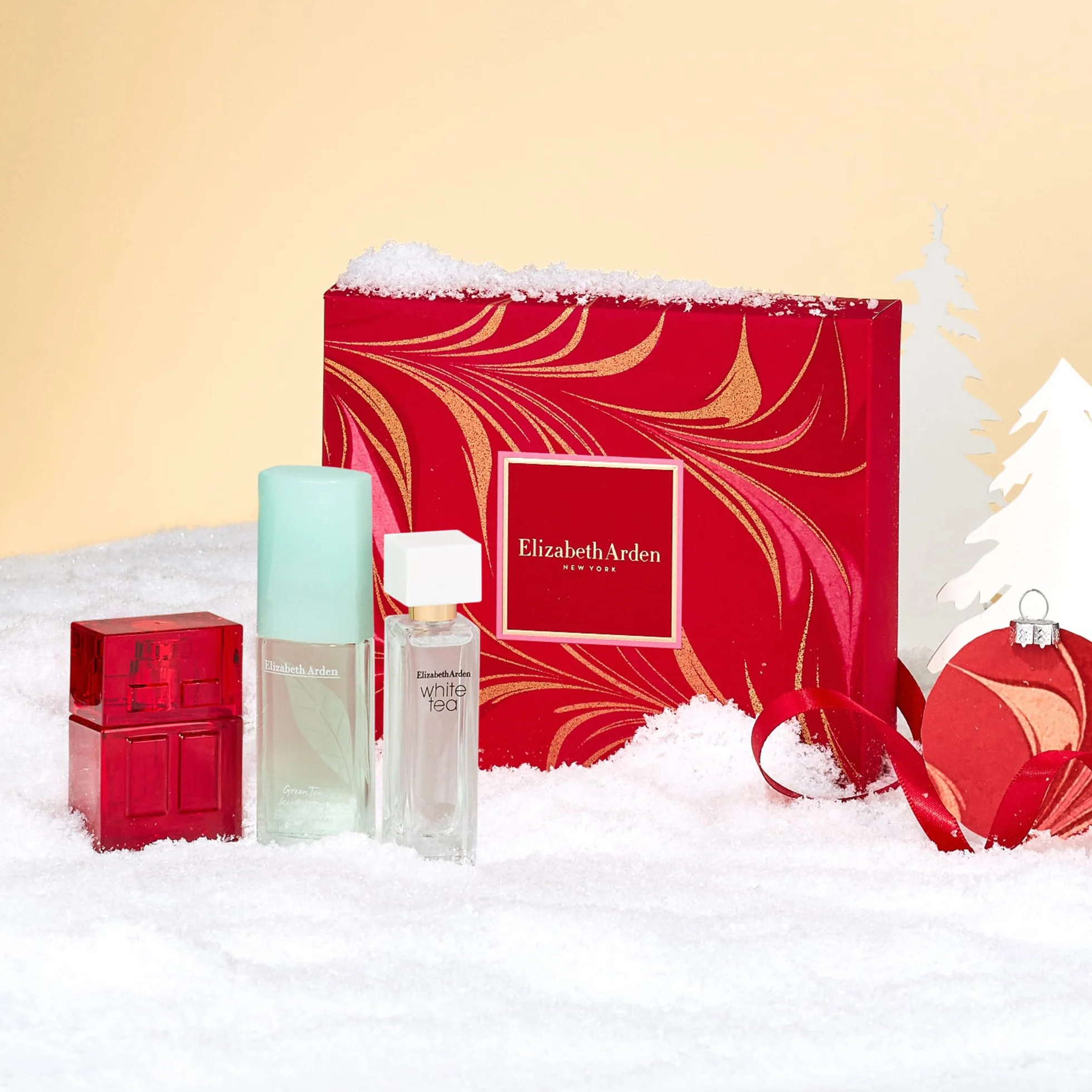 Elizabeth Arden Zestaw Trio Prestige, perfumy dla kobiet, czerwone drzwi, zielona herbata i biała herbata, miniaturowe perfumy, prezent dla kobiet