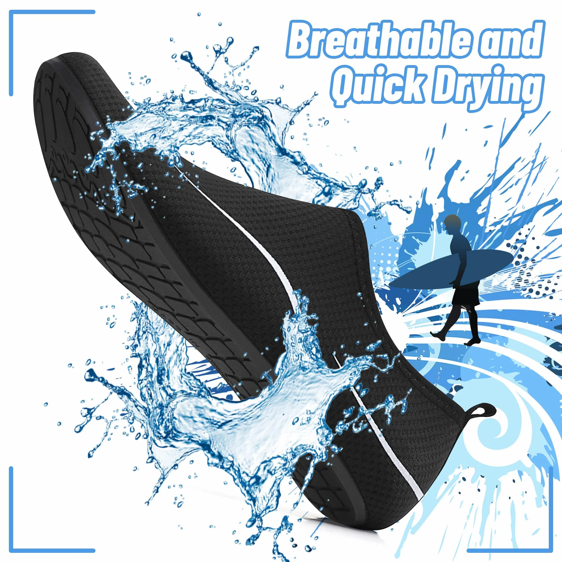 Buty do Wody Water Shoes Lekkie Buty do SportóW Wodnych Buty do PłYwania Buty PlażOwe Buty do Jogi Buty do Surfowania dla Kobiet I MężCzyzn. Czarny, 38EU