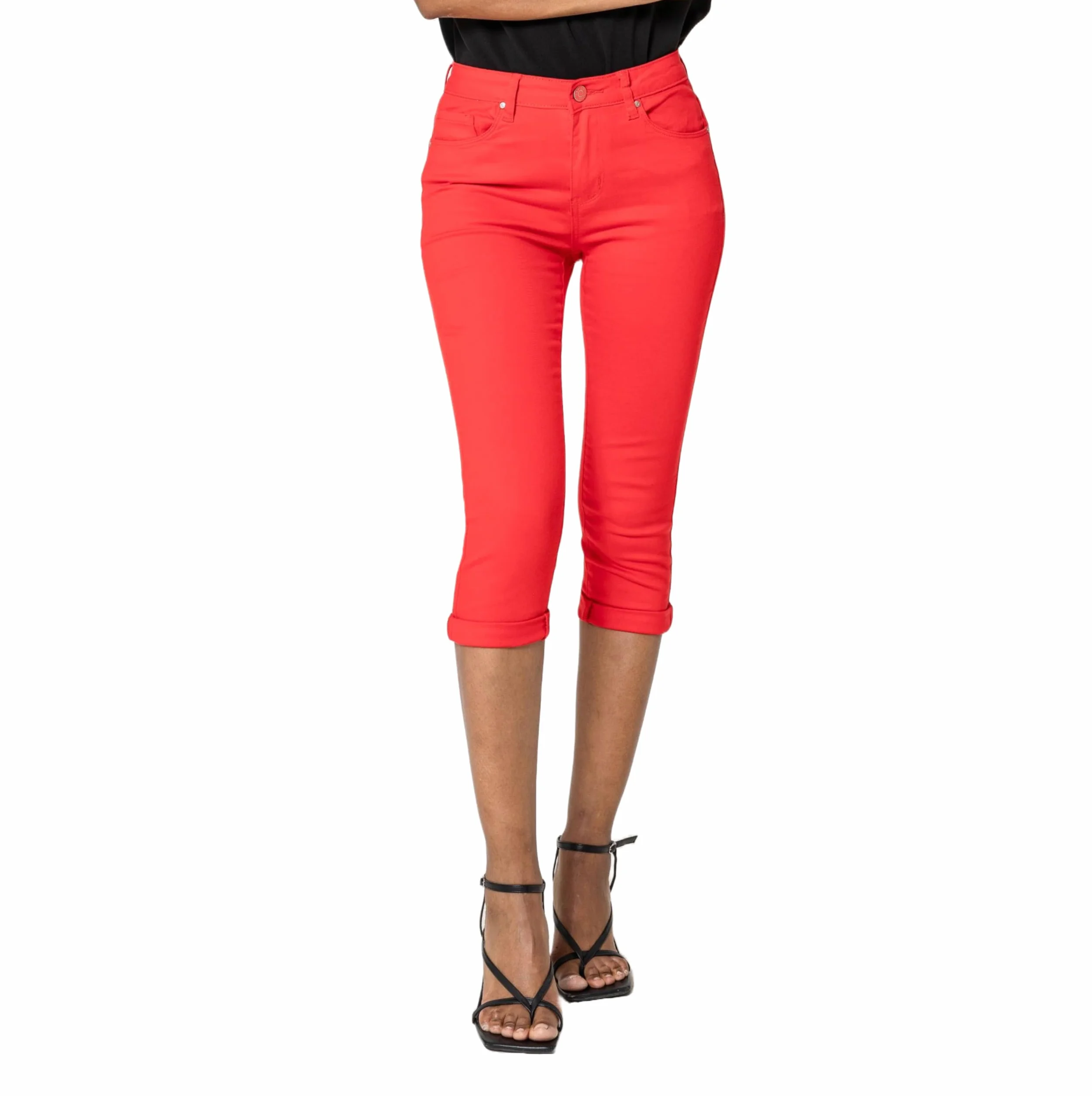 Nina Carter P230 damskie spodnie dżinsowe Capri Skinny Fit High Waist na lato