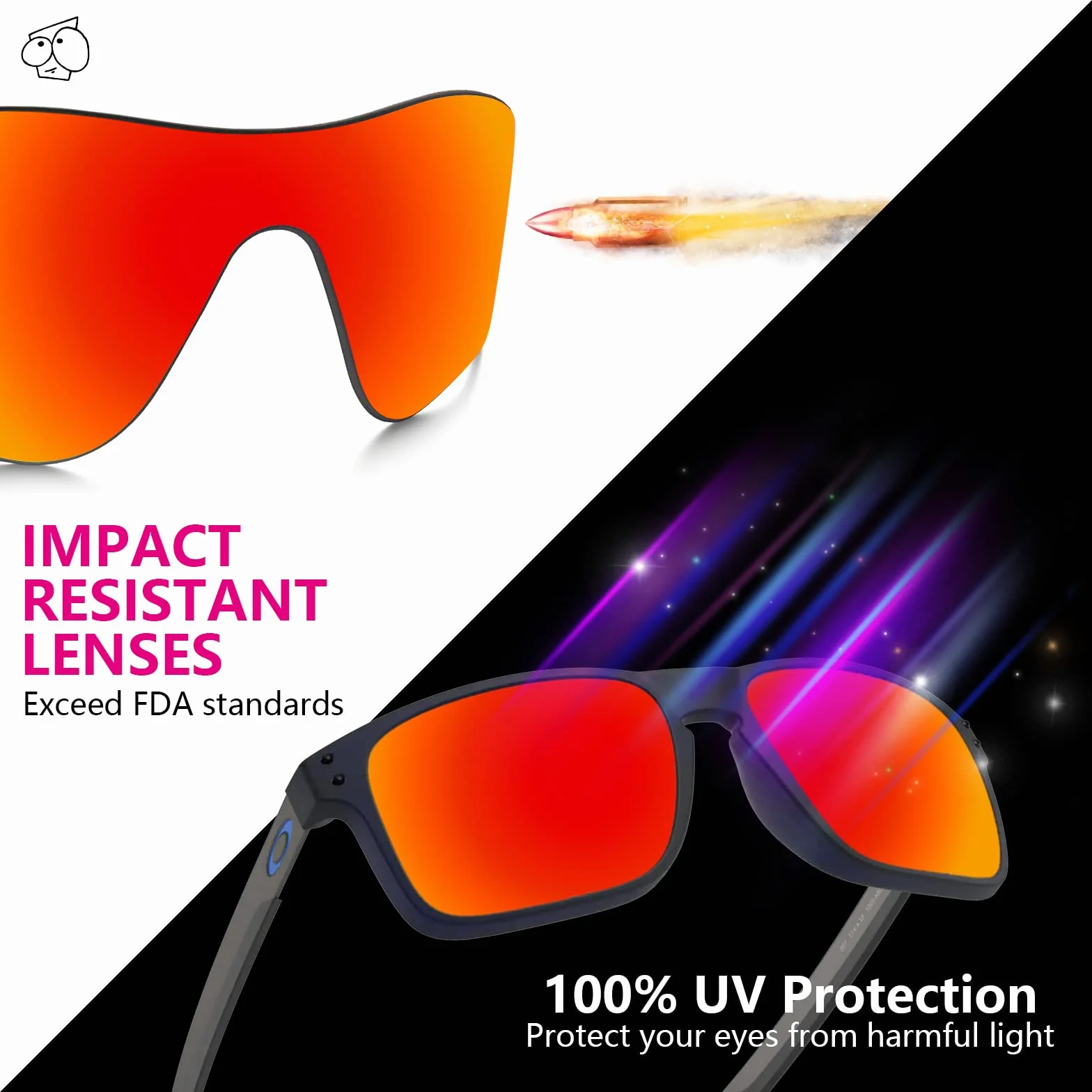 EZReplace Zamiennik soczewek do okularów przeciwsłonecznych Oakley Frogskin OO9013 (soczewki polaryzacyjne)