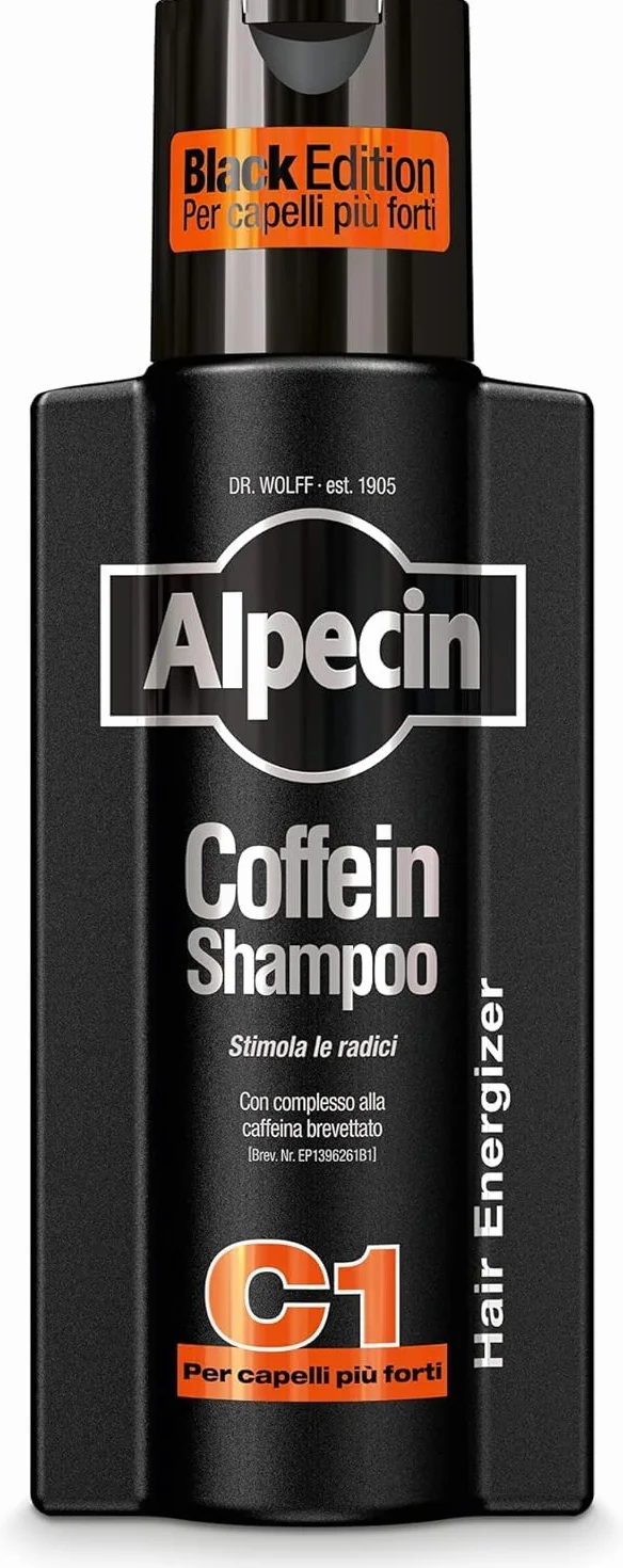 Alpecin Black Szampon kofeinowy z nowym zapachem 1x250ml | Zapobiega i redukuje wypadanie włosów | Pielęgnacja włosów dla mężczyzn Made in Germany