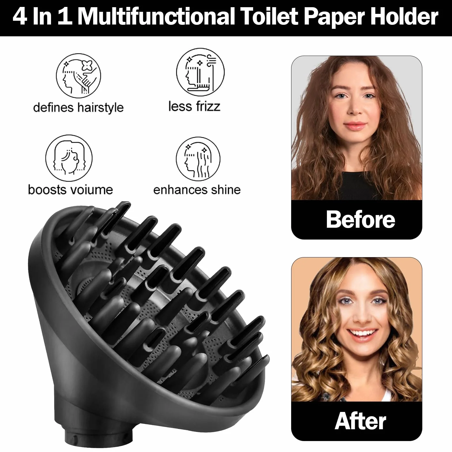 Dyfuzor i osłona filtra zewnętrznego do Dyson Airwrap Styler HS01 HS03 HS05, konwersja do Air Wrap Curling Styler w suszarkę do włosów (czarny + osłona filtra zewnętrznego)
