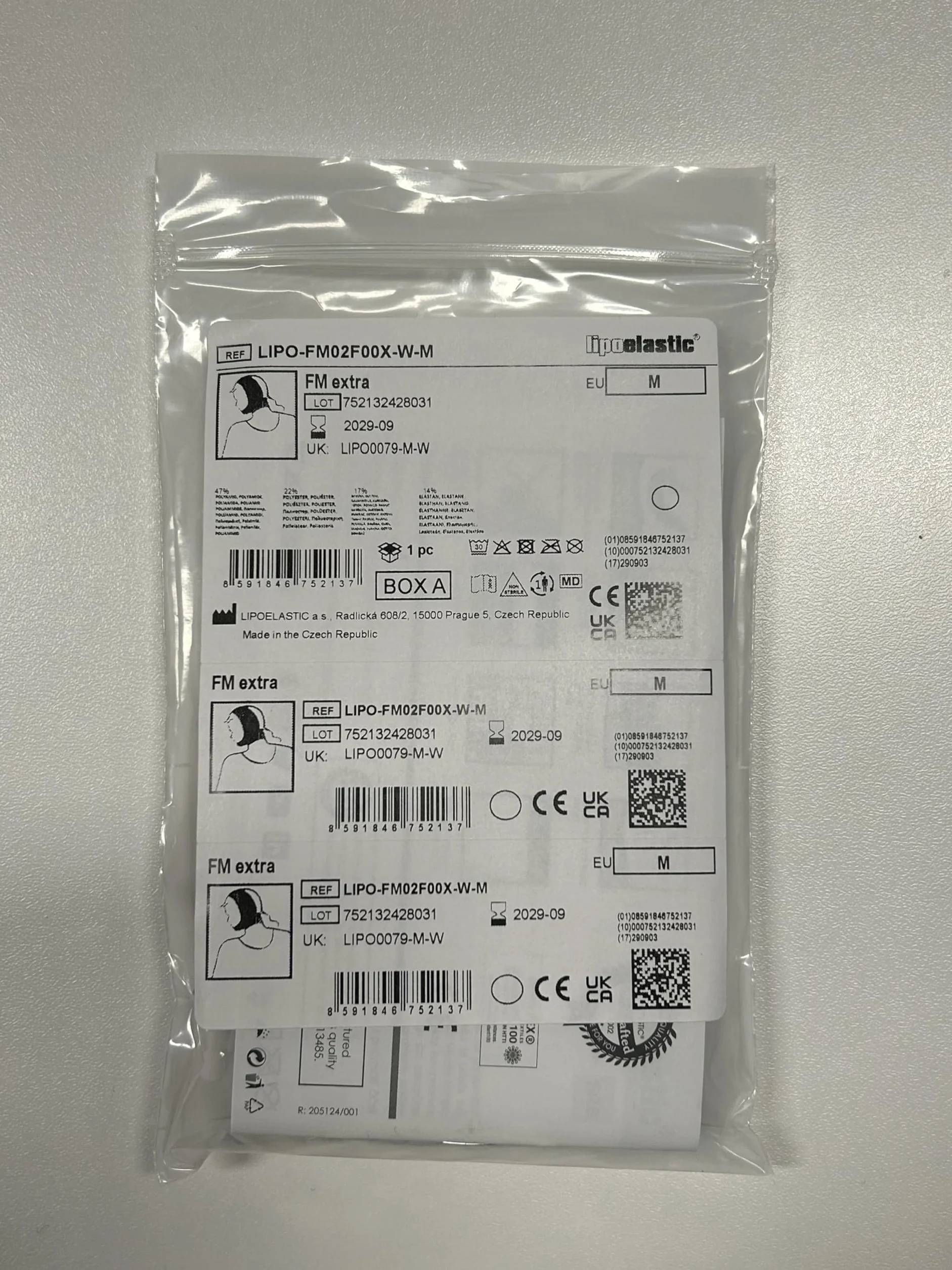 LIPOELASTIC - FM extra- pooperacyjna maska kompresyjna na podbródek i szyję dla kobiet i mężczyzn z zapięciem na rzepy, napinająca