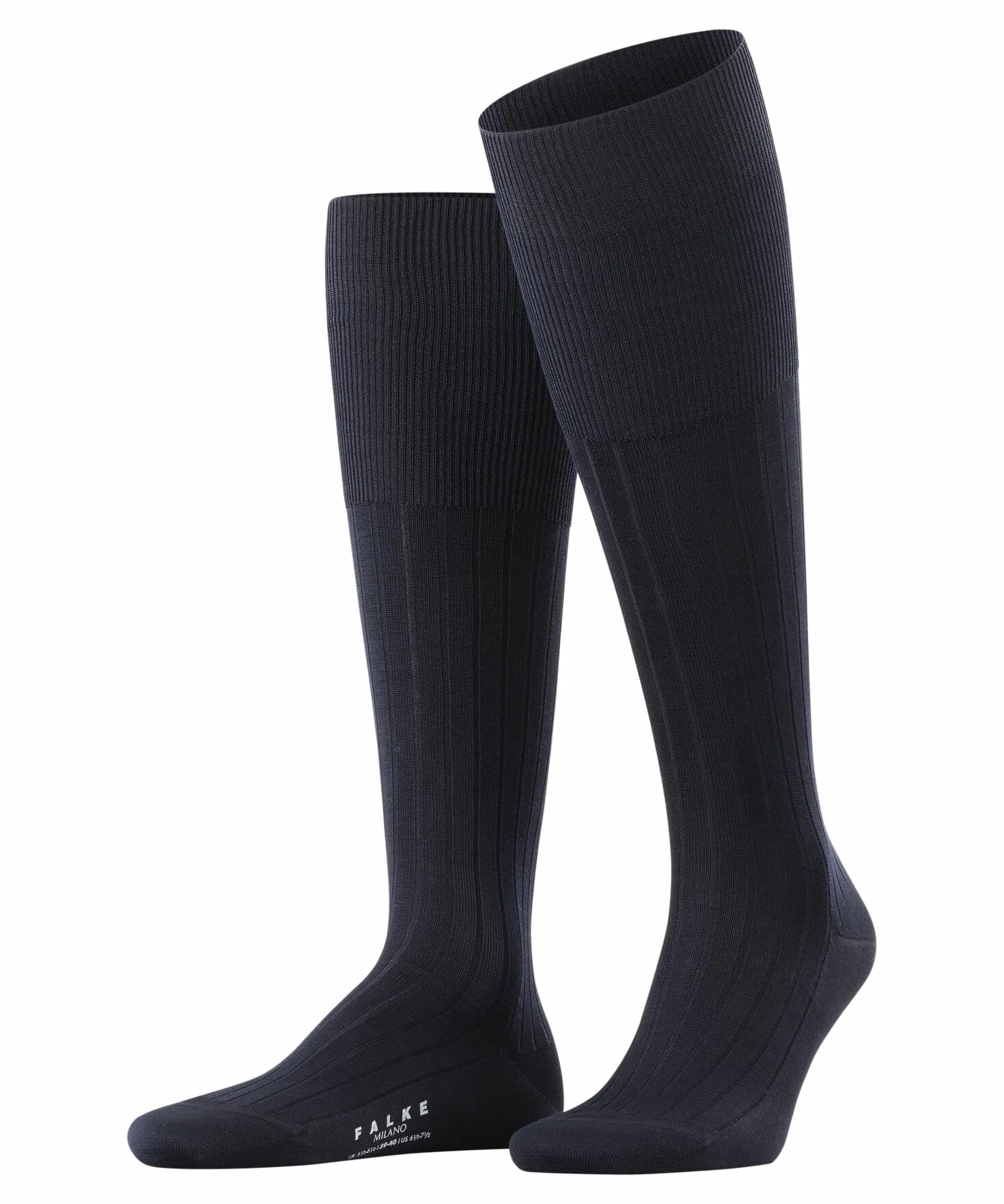 FALKE Mężczyźni Podkolanówki Milano M Kh Bawełna długie jednokolorowe 1 Para, Niebieski Dark Navy 6370, 43-44
