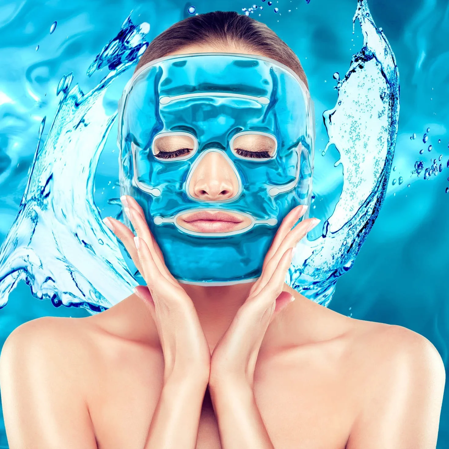 Feluna® Żelowa maseczka relaksująca na twarz, Maseczka wellness do terapii zimnem, Maska chłodząca na oparzenia słoneczne i alergie, Maska relaksująca na migrenę i ból głowy (maska na twarz)