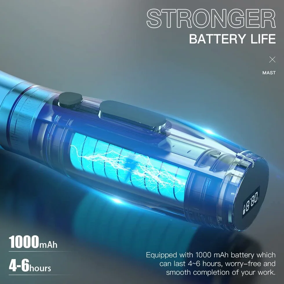 Mast P20 Wireless Tattoo Pen 2.5mm Stroke Rotary Machine for Eyebrow Eyeliner Lip (2 batteries)
