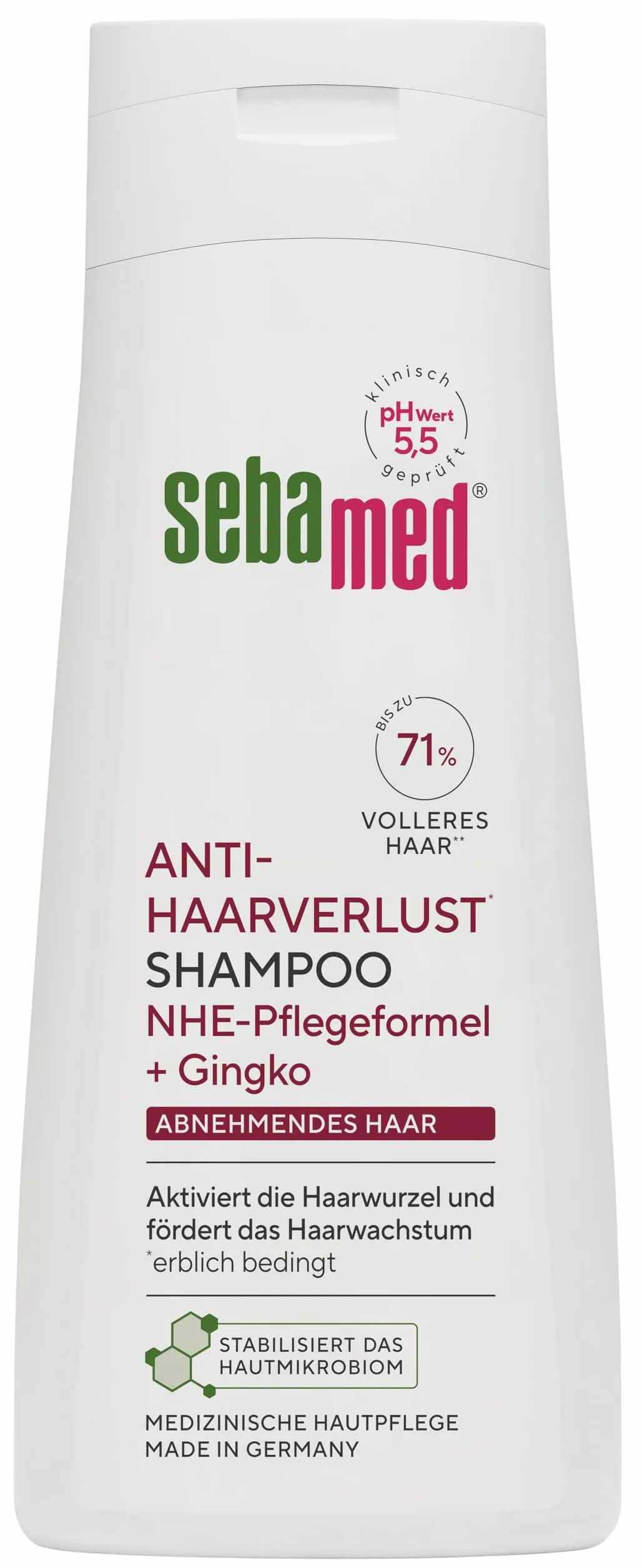 Sebamed Szampon przeciw wypadaniu włosów, szampon przeciw wypadaniu włosów, dla mocnych i zdrowych włosów, wspomaga wzrost i aktywuje cebulki włosów, odpowiedni dla mężczyzn i kobiet, 200 ml