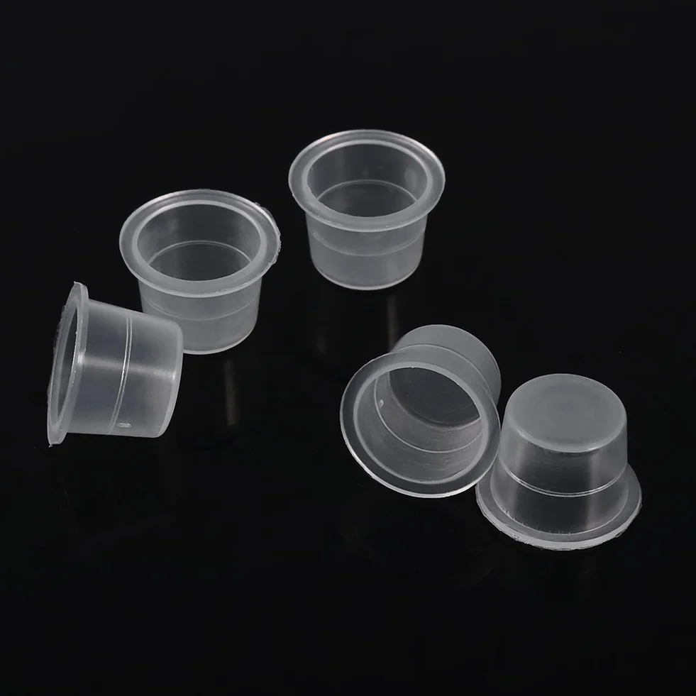 Tatuaż tusz czapki, tusz do tatuażu Cap kubek Pot średni duży plastikowy pigment do tatuażu kubek do tatuażu makijaż permanentny pojemnik Cap tusz do tatuażu materiały do ​​tatuażu 100 sztuk(M)