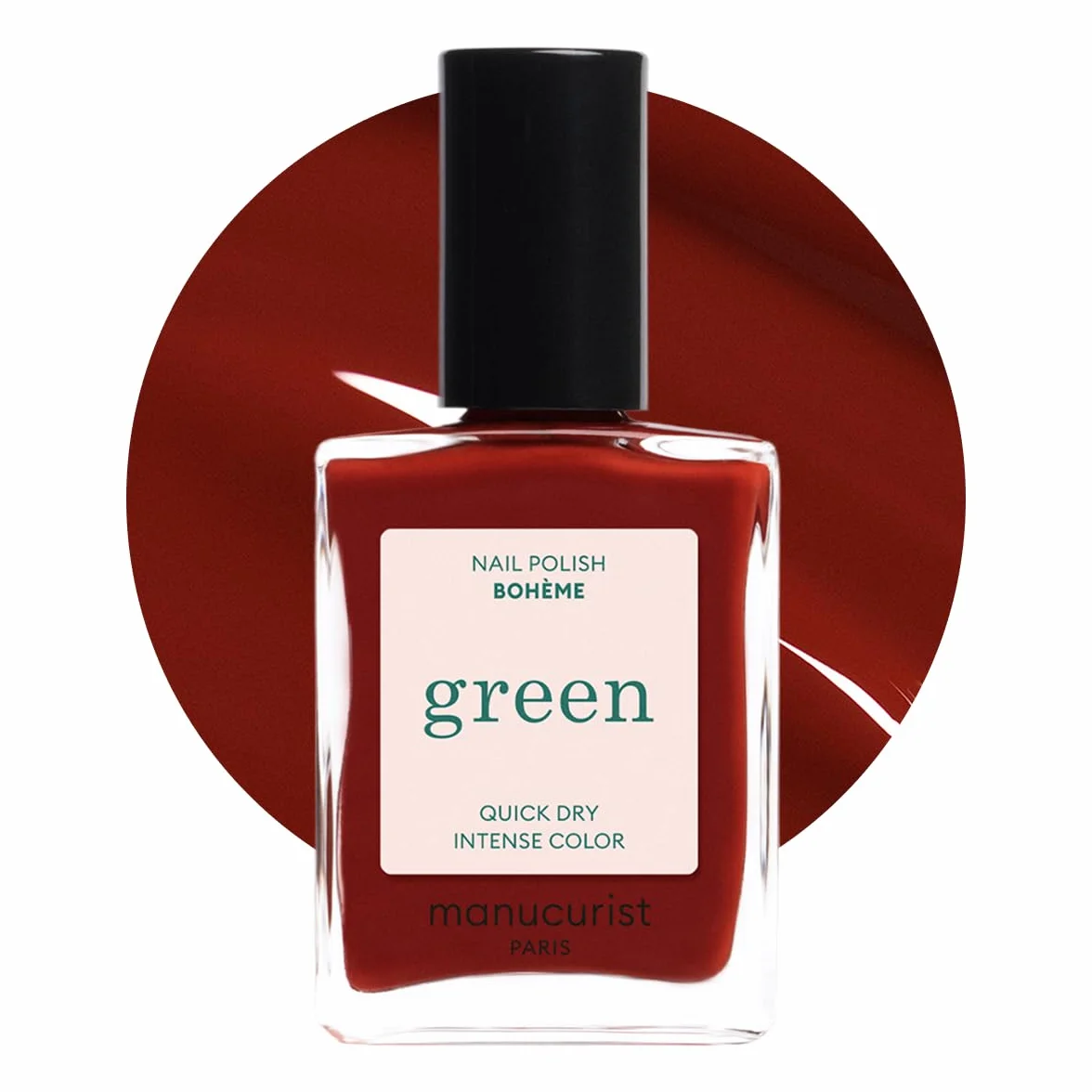 Manucurist - Zielony lakier do paznokci Bohème - Bohème - Klasyczny 9-Free - Wegański i Organiczny Emalia (83%) - Profesjonalny manicure - 15 ml