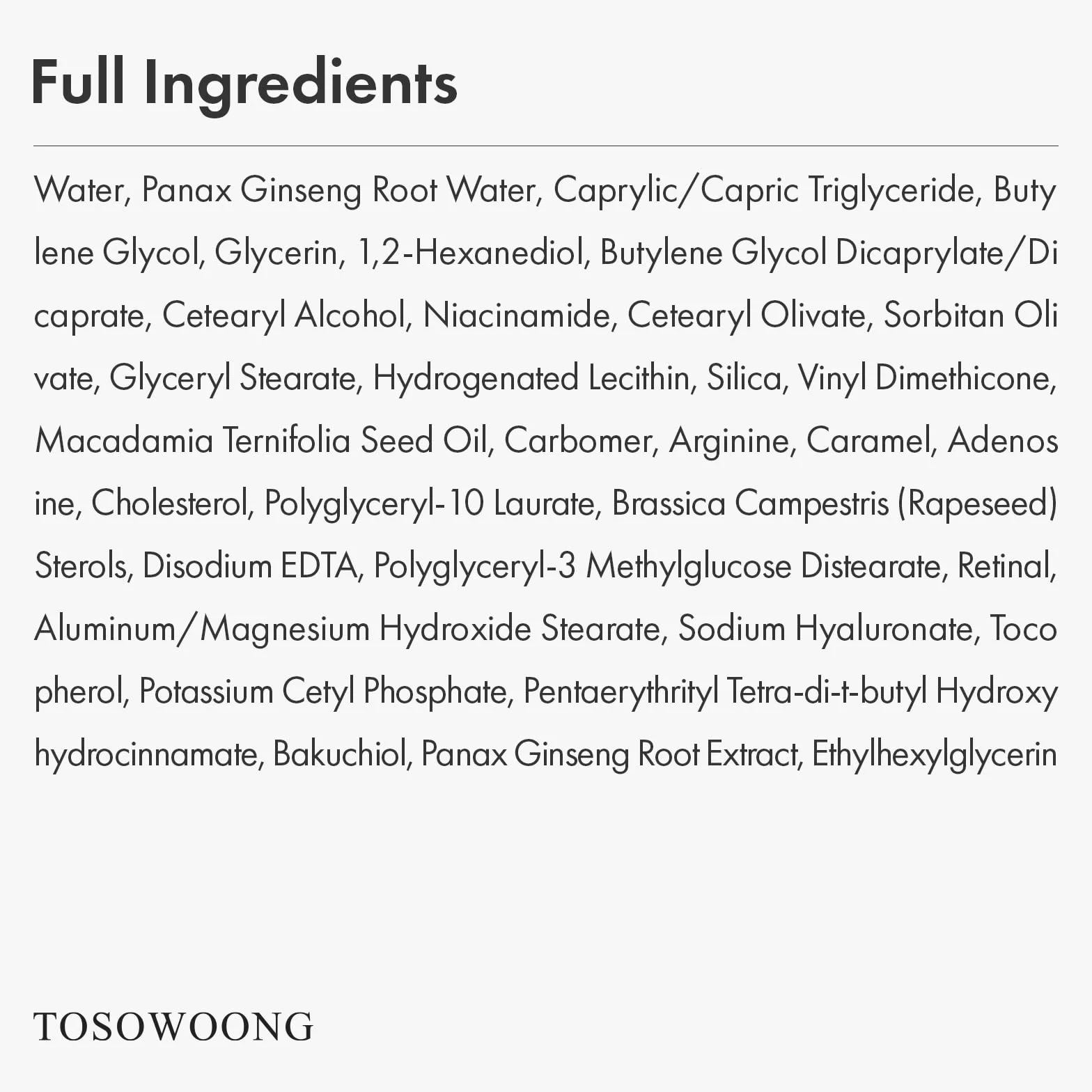 TOSOWOONG Serum pod oczy z żeń-szeniem i retinalem z niacynamidem i bakuchiolem, pielęgnacja skóry wokół oczu, drobne linie i cienie, koreańska pielęgnacja, 30ml