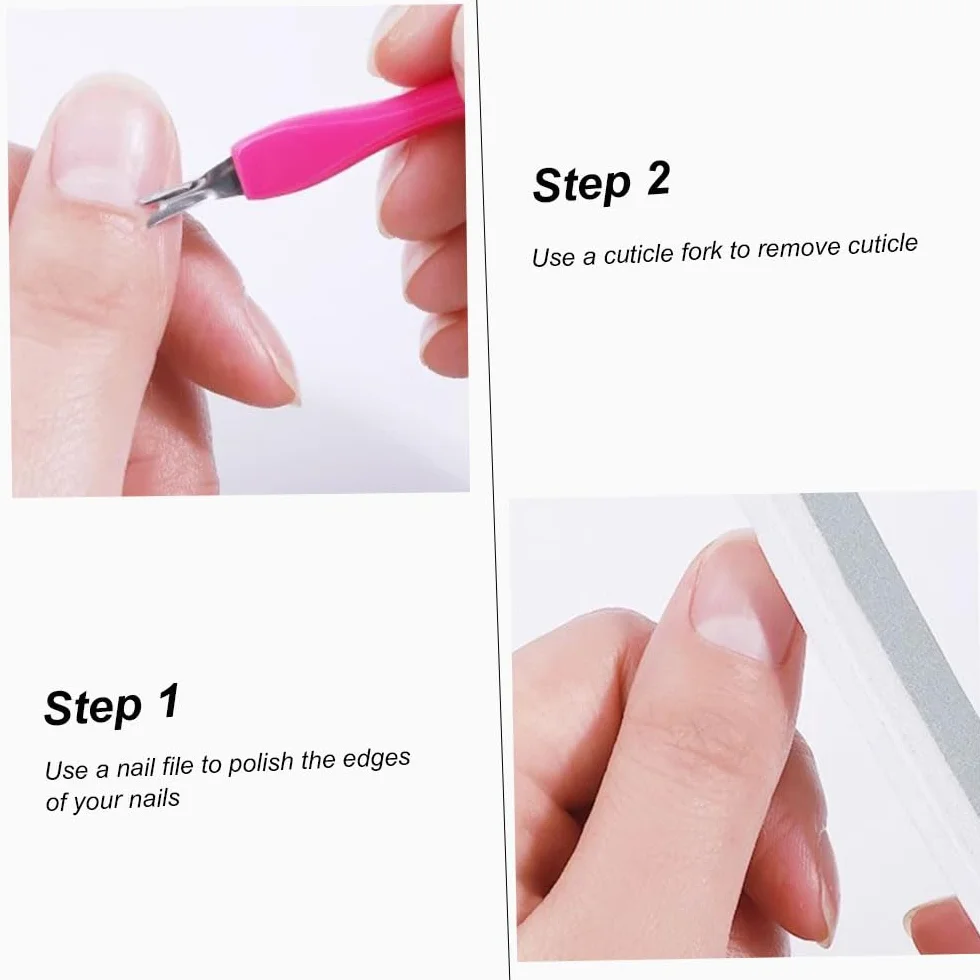 Widelec do skórek paznokci, 6 sztuk trymerów do skórek, stal nierdzewna, widelec do manicure dla kobiet