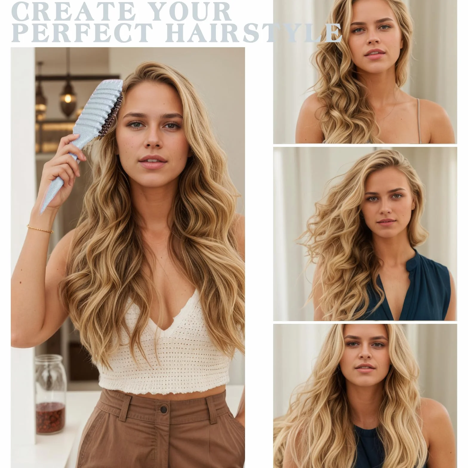 Definicja Curl Brush, Boul Styling do zwijania, kształcenia i projektowania loków (# kolor beżowy, paski)