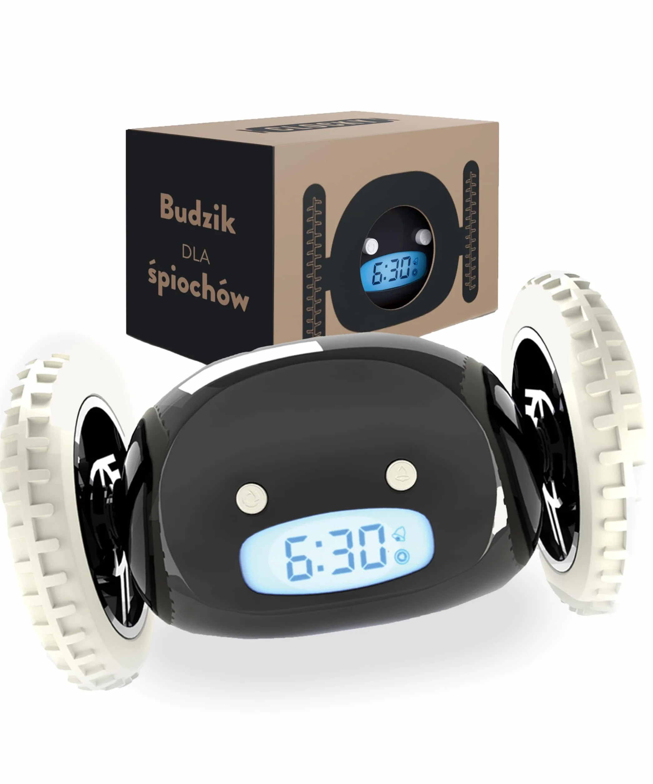 CLOCKY Zabawny Budzik Cyfrowy Elektroniczny Podrózny na Kołach Budzik Głośny dla osób nieslyszacych dziewczynki niedoslyszacych śpiących gluchych śmierci Doroslych Starszych Dcziezi Porusza (Czarny)