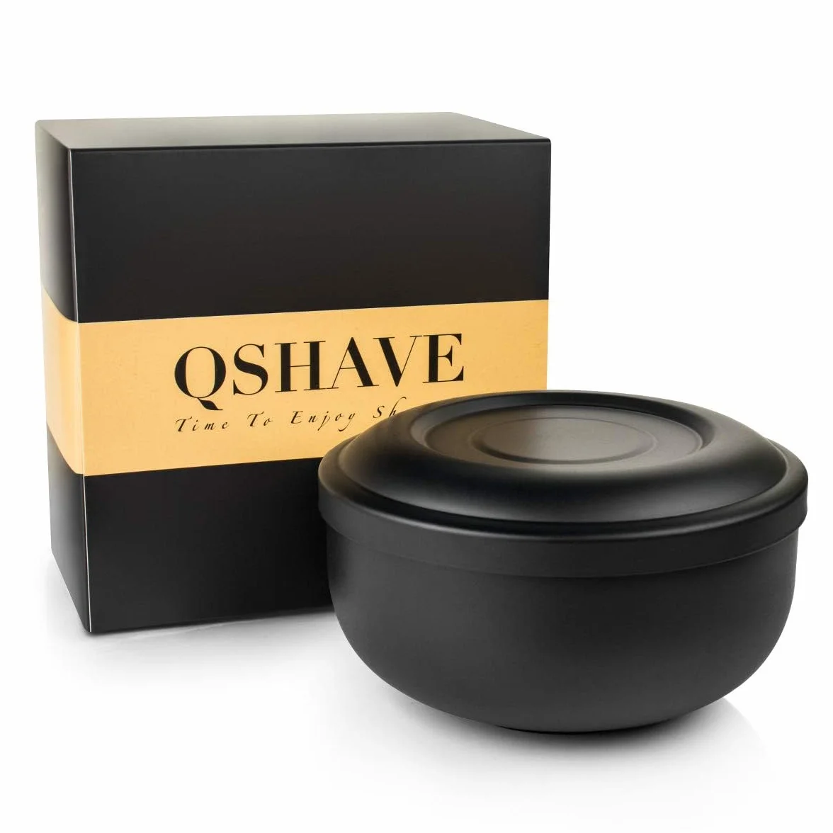 Miska do golenia ze stali nierdzewnej czarna chromowana 10 cm QSHAVE