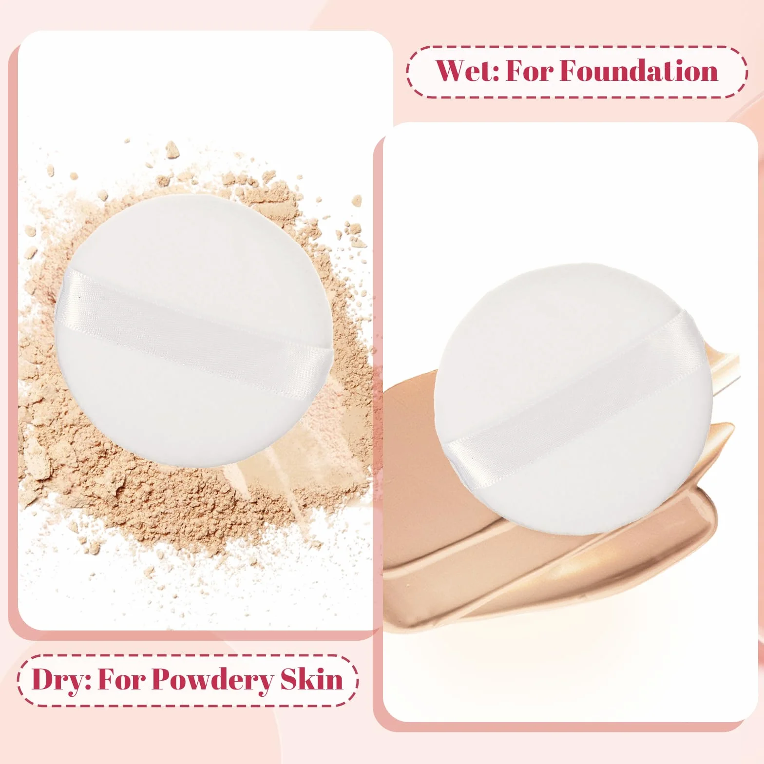 simarro Okrągłe puff, 6,5 cm, 6,5 cm, bawełniane, do użytku na mokro i na sucho, okrągłe, pudrowe puder, do pudru, różu, aplikatora (białe)