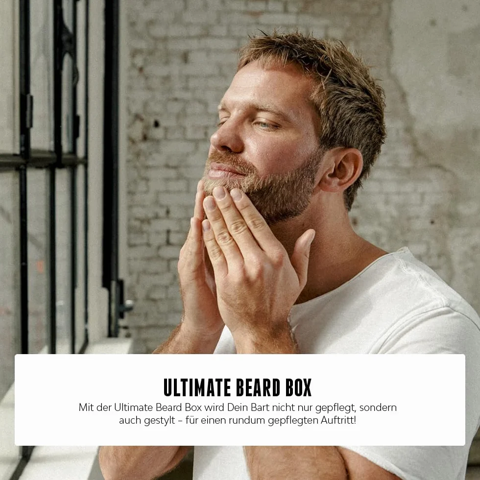 Brooklyn Soap Company · Ultimate Beard Box · Zestaw do pielęgnacji brody wraz z olejkiem do brody, szamponem do brody, szczotką do brody, woskiem do brody i kremem do brody · pomysł na prezent dla