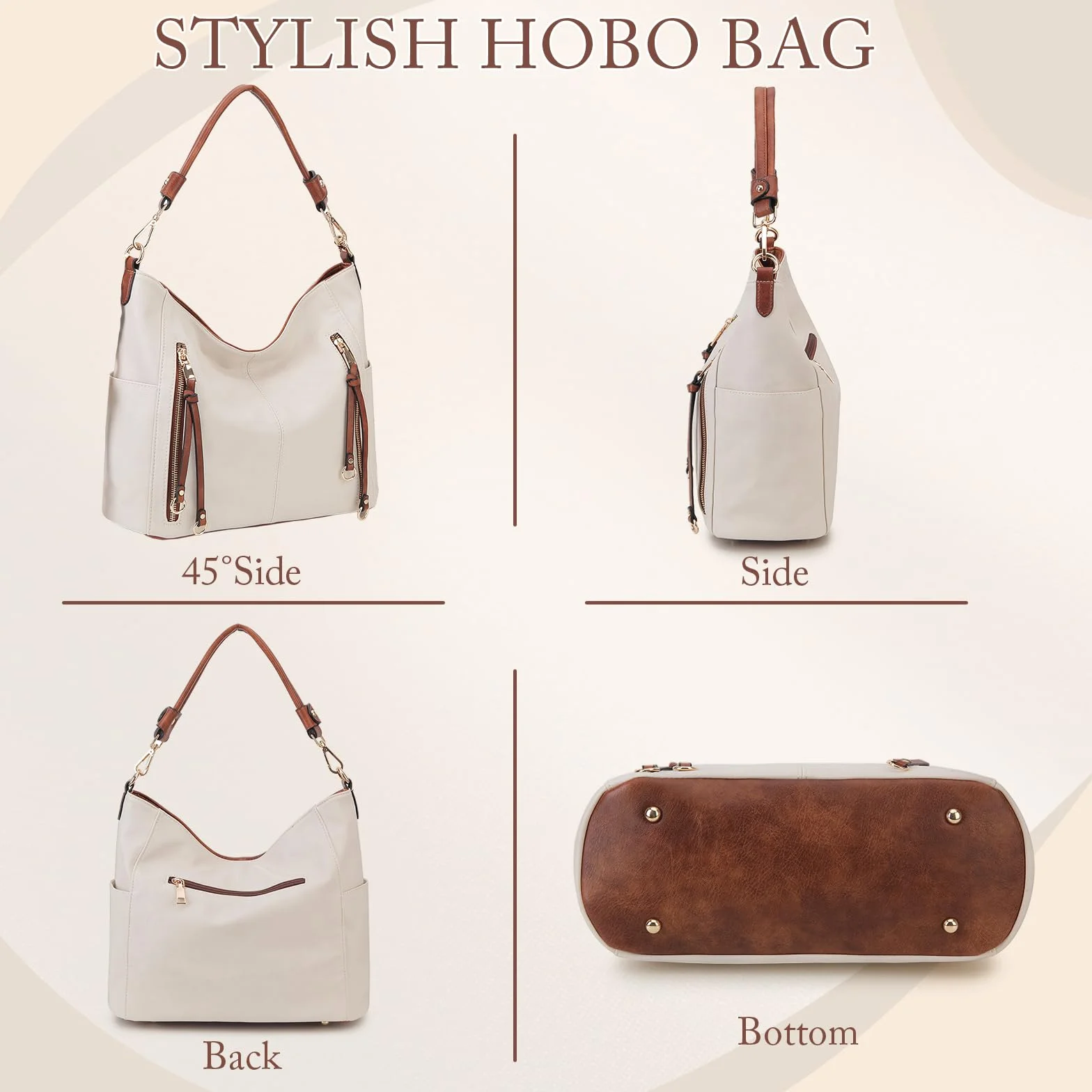 Chase Chic Torba hobo dla kobiet, torebka damska z poliuretanu, modna torba crossbody na ramię do pracy, podróży