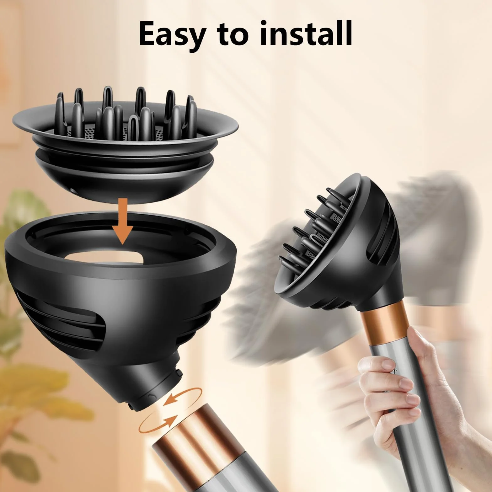 Chuancheng dyfuzor do fal i loków do stylizatora Dyson Airwrap, ulepszony dyfuzor do stylizatora Dyson Airwrap HS01 HS05 HS08 do włosów falistych, kręconych lub z łokami