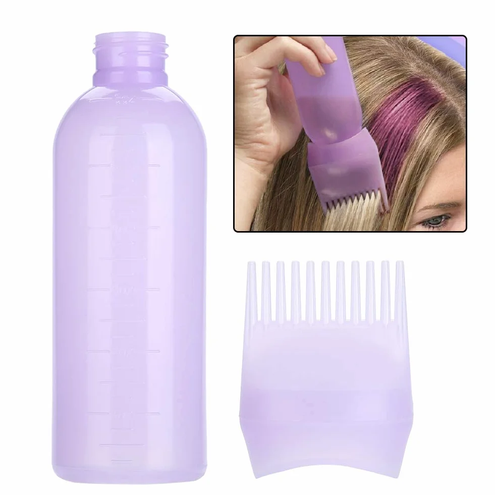 3 Colours Hair Dye Brush Bottle Shampoo Bottle Oil Colouring Dispenser Applicator Brush Tip Tools o pojemności 120 ml do farbowania włosów (fioletowy)