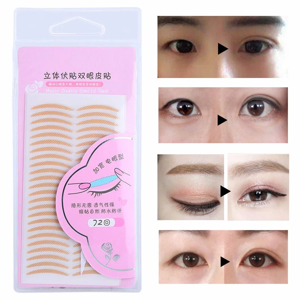 Invisible Double Eyelid Tape, narzędzie do makijażu niewidocznych naklejek na powieki o doskonałej lepkości - wygodna i oddychająca - na zakryte, obwisłe, nierówne lub mono powieki - duże i
